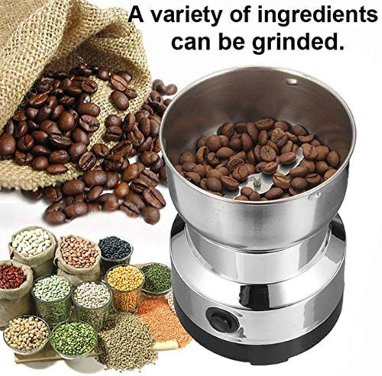 Image of ZenTaz Electric Grinder & Chopper Dried Spice Hurbal Masala Coffee Beans, Nuts & Grains 240 W Mixer Grinder