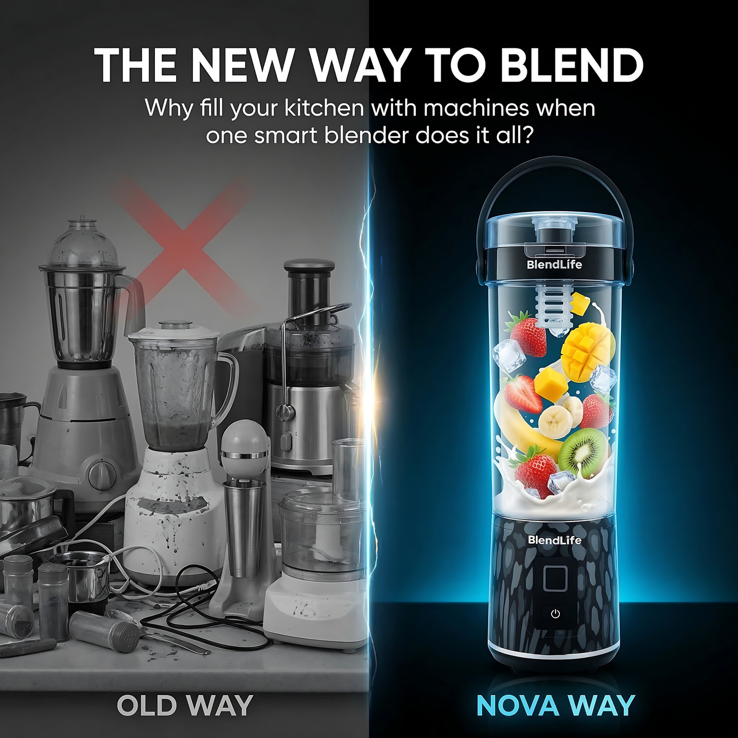 Image of BlendLife Nova Portable Blender, 600ml, 12-Blades, 2400mAh, Made in Bharat, BIS Certified 150 W Juicer Mixer Grinder