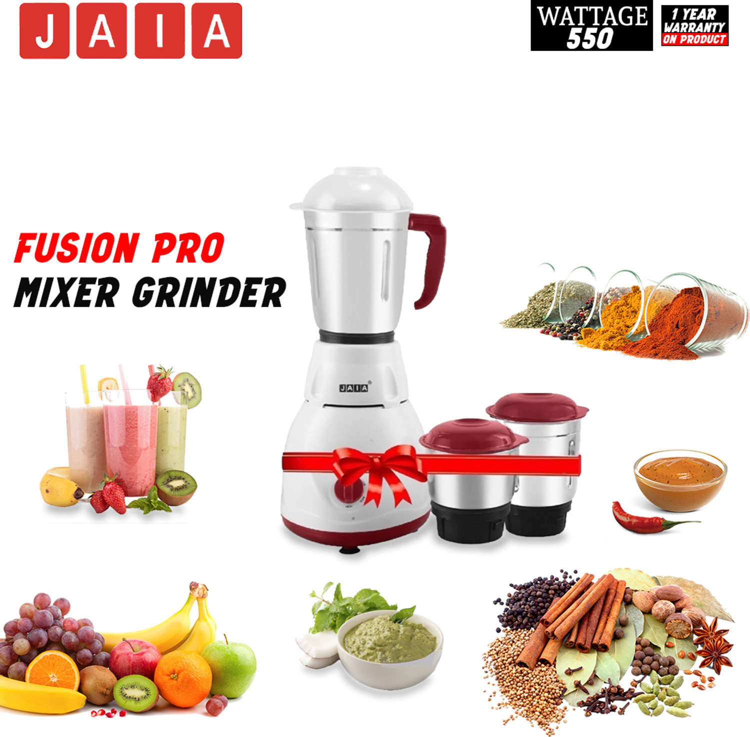 Image of JAIA Fusion Pro 550 W Mixer Grinder