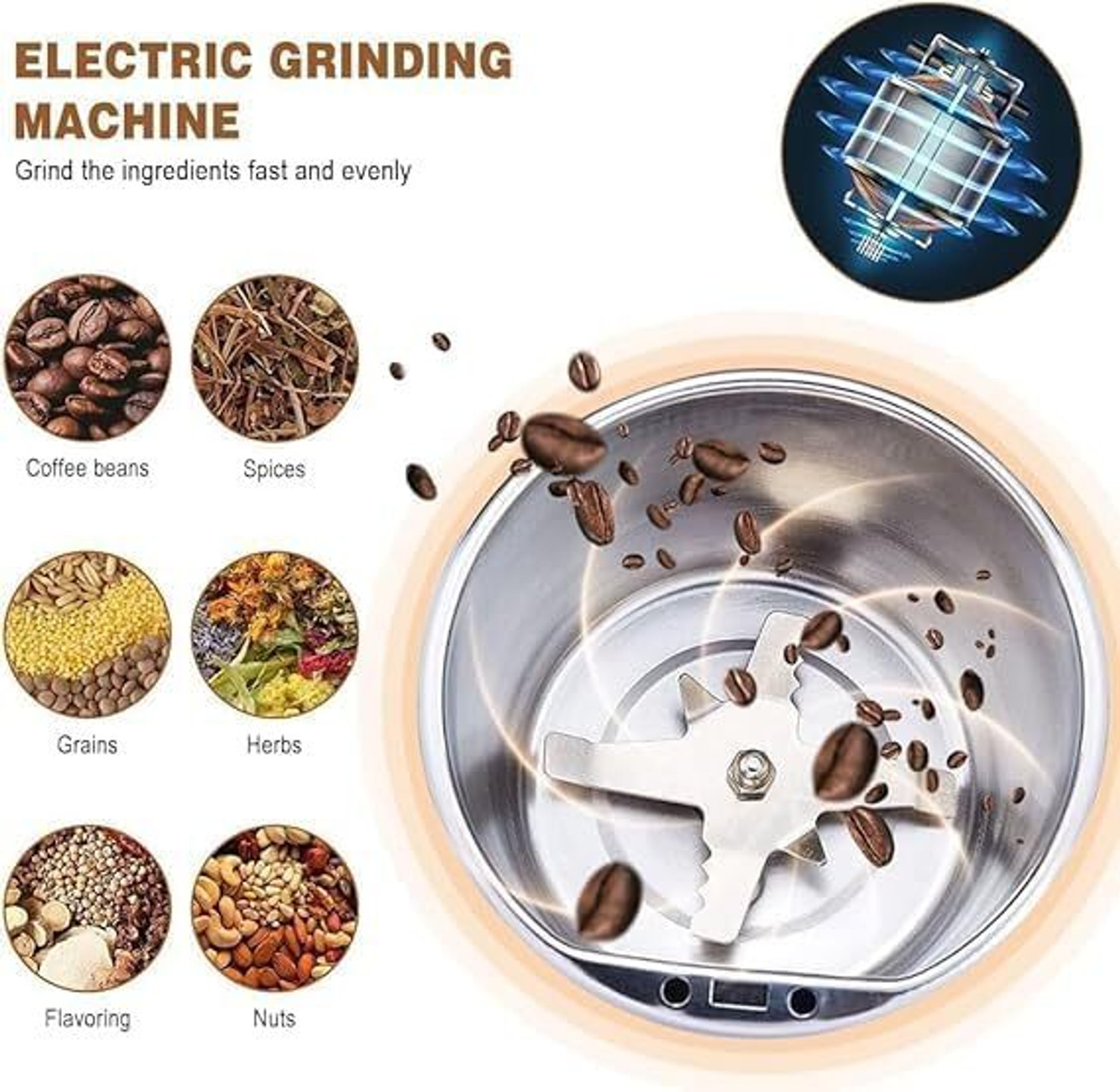 Image of RAY OF KHODIYAR Coffee Grinder Electric, Mini Grinder, Coffee Beans Grinder - Portable Grinder 180 W Mixer Grinder