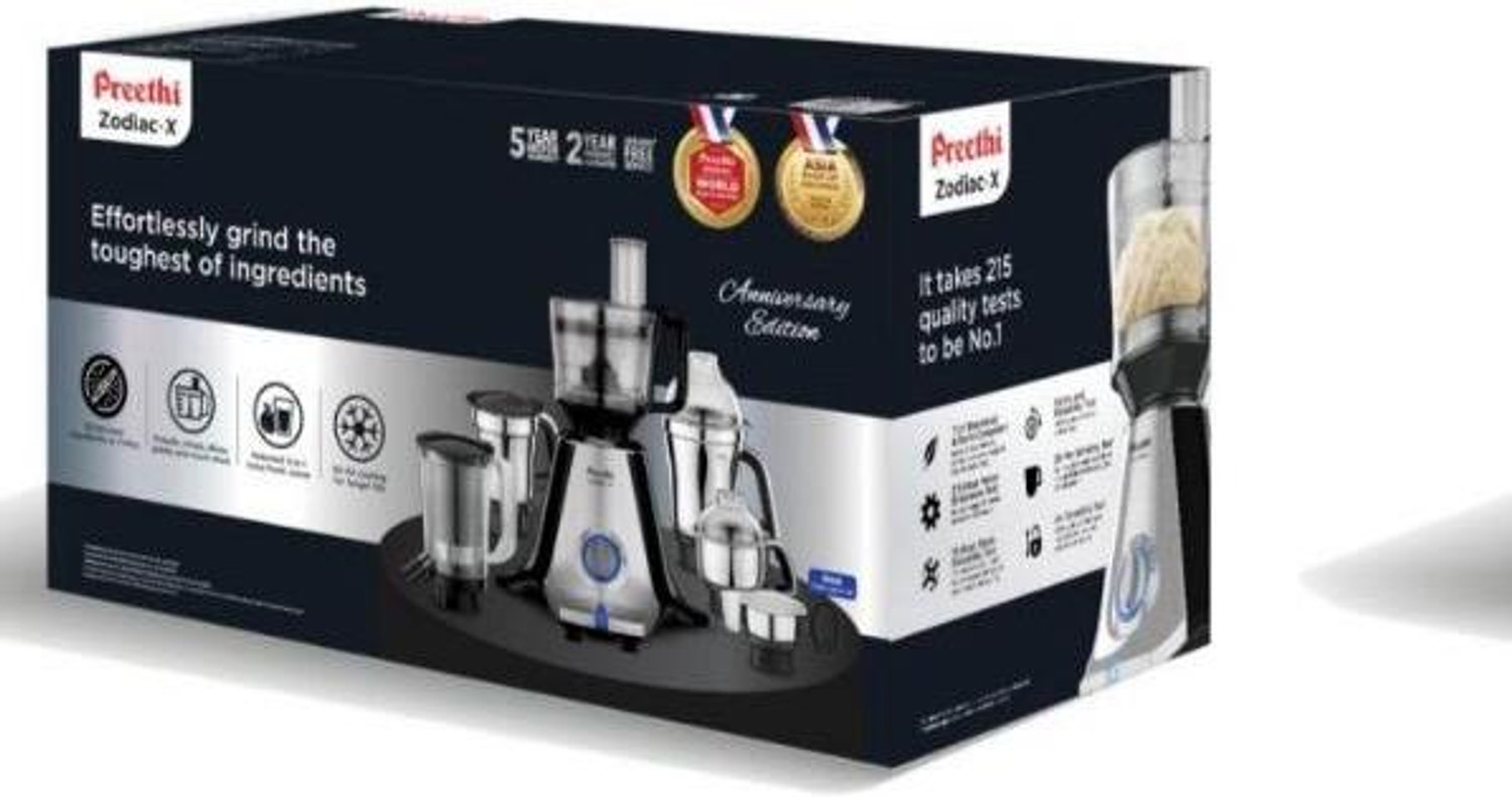 Image of Preethi Zodiac X 750 W Juicer Mixer Grinder (MG277 | 6 Jars | Black)