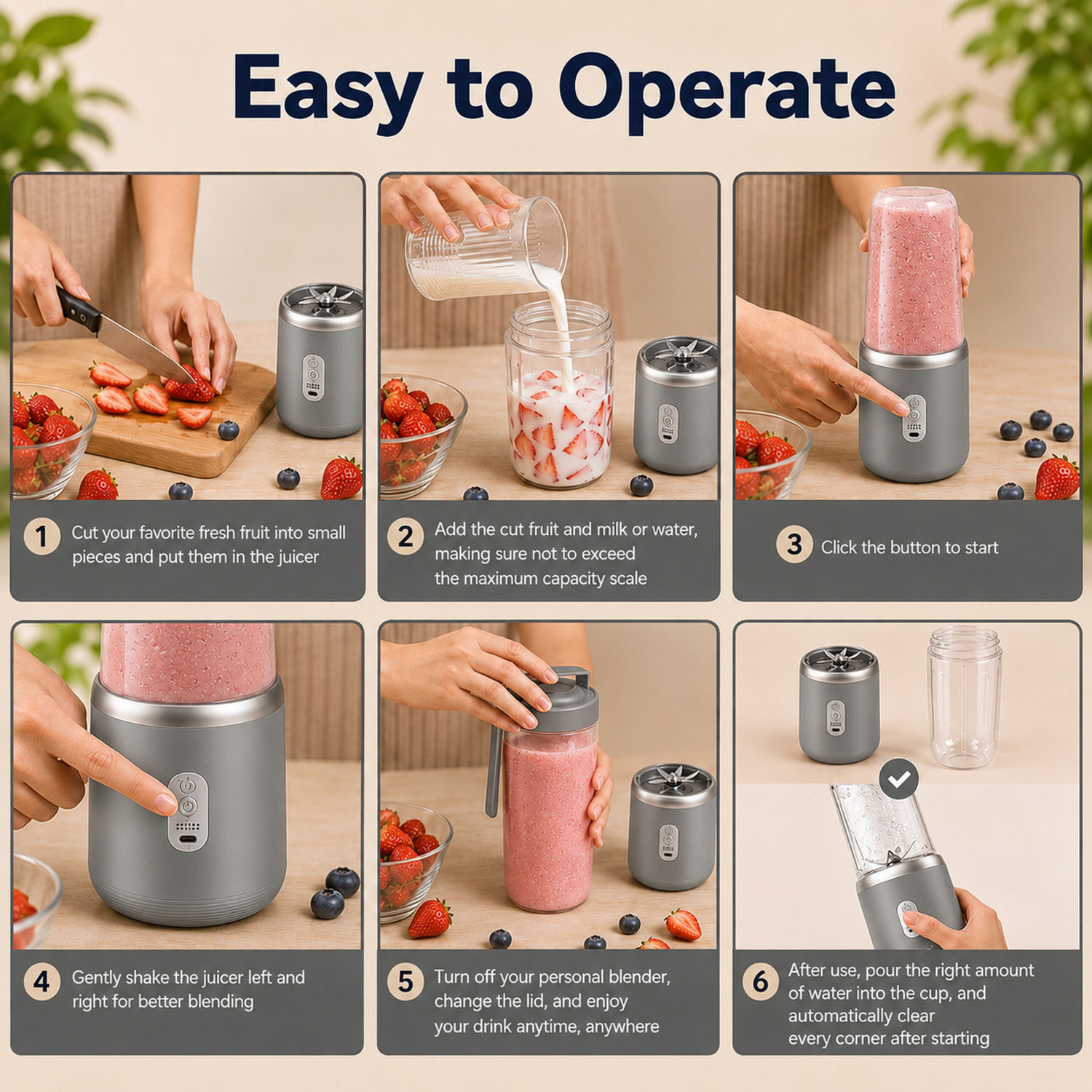 Image of Tazomi Portable USB Rechargeable Juicer Blender Mini Smoothie Maker Bottle 240 W Juicer