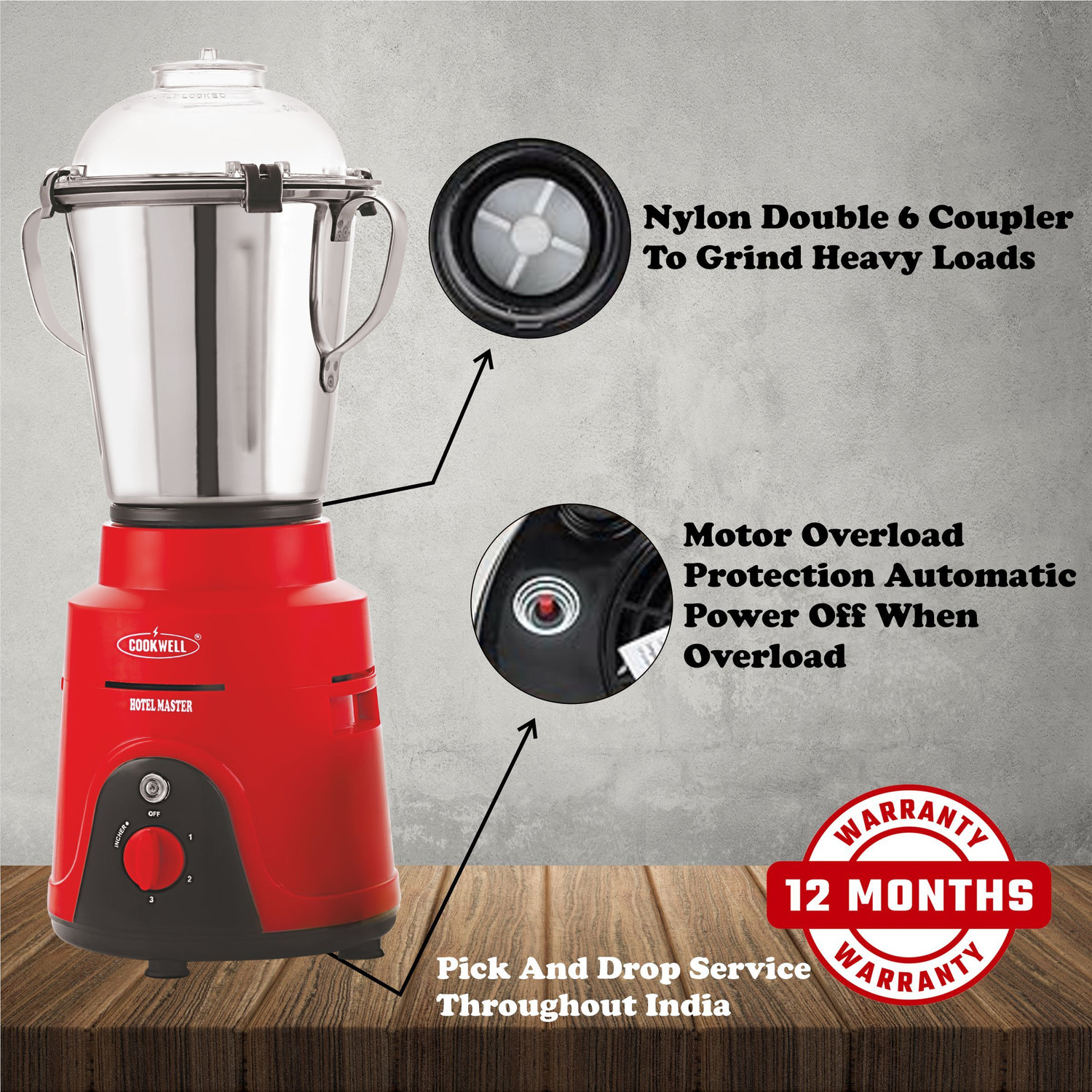 Image of cookwell 2 1500 W Mixer Grinder