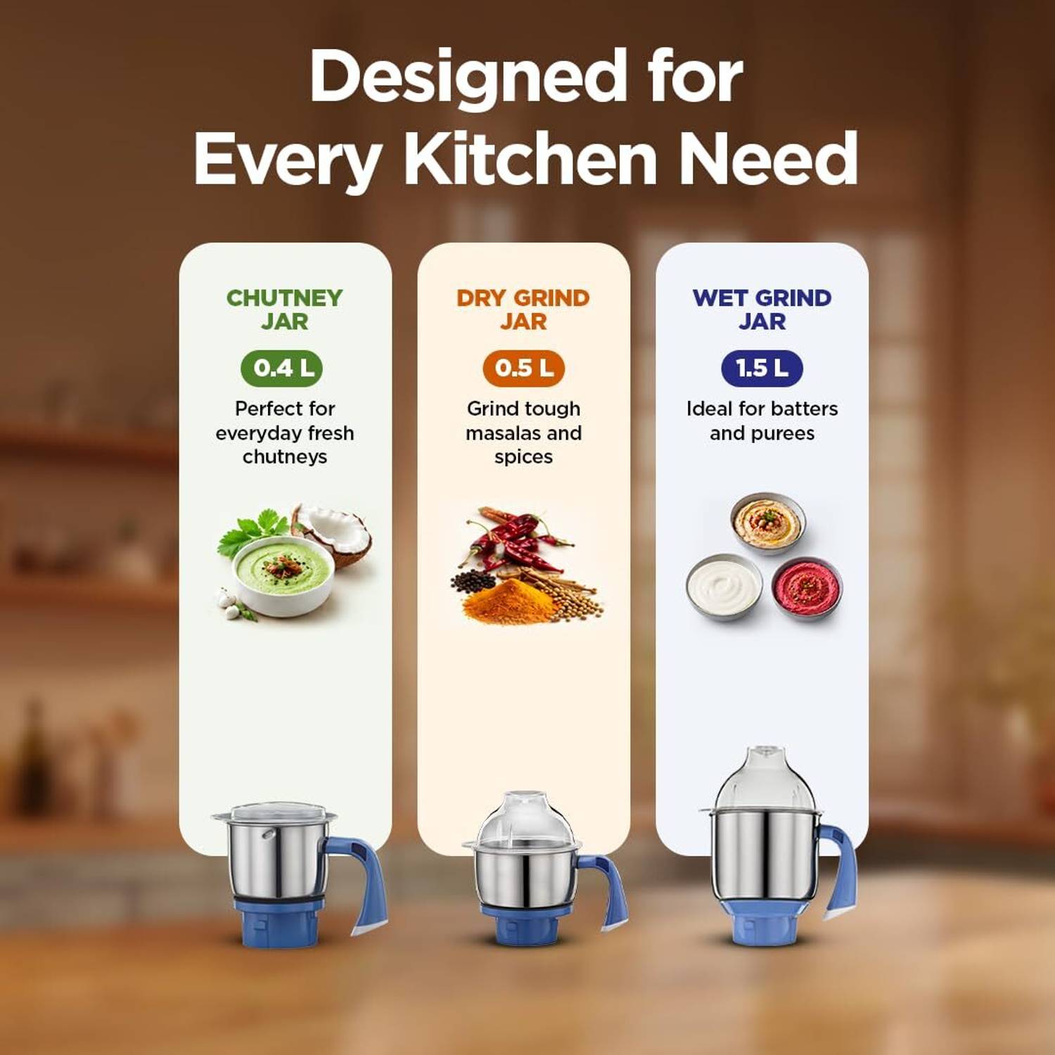 Preethi Blue Leaf Diamond 750W Mixer Grinder - Image 5