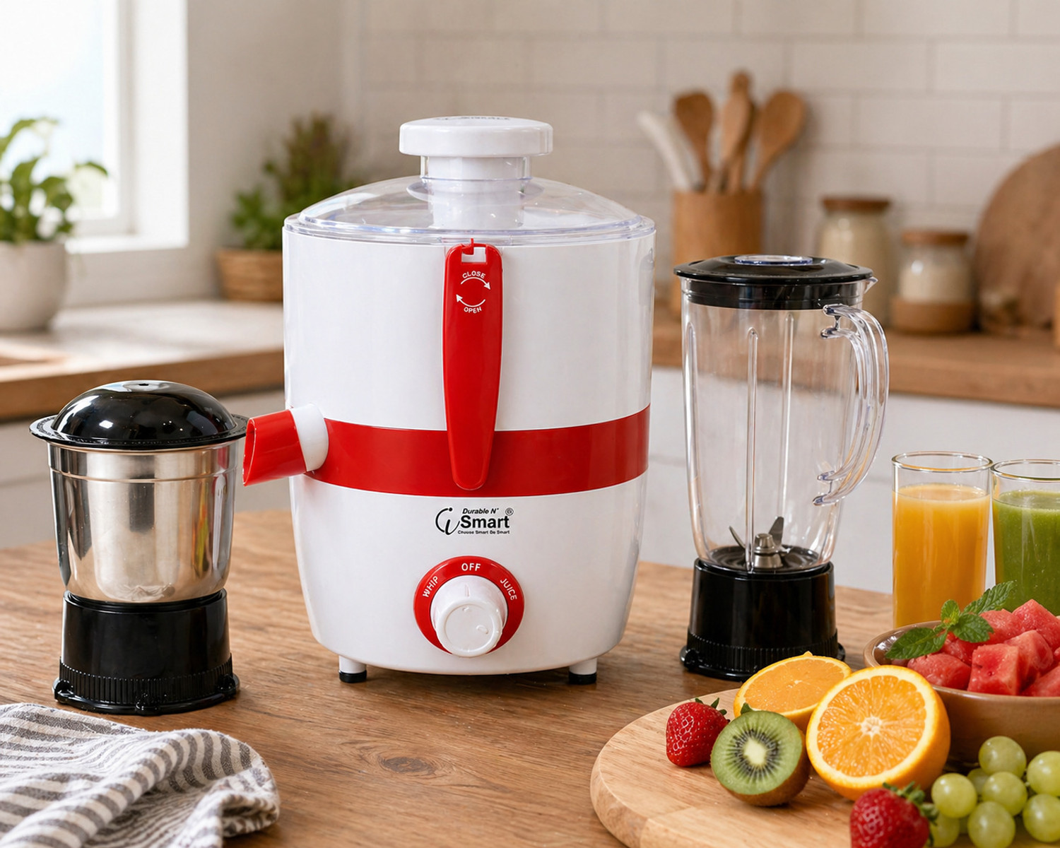 Image of iDurable 'N' Smart Opel Powerful Motor | 2 Jars | Smooth Grinding & Juicing | High Performance 750 W Juicer Mixer Grinder