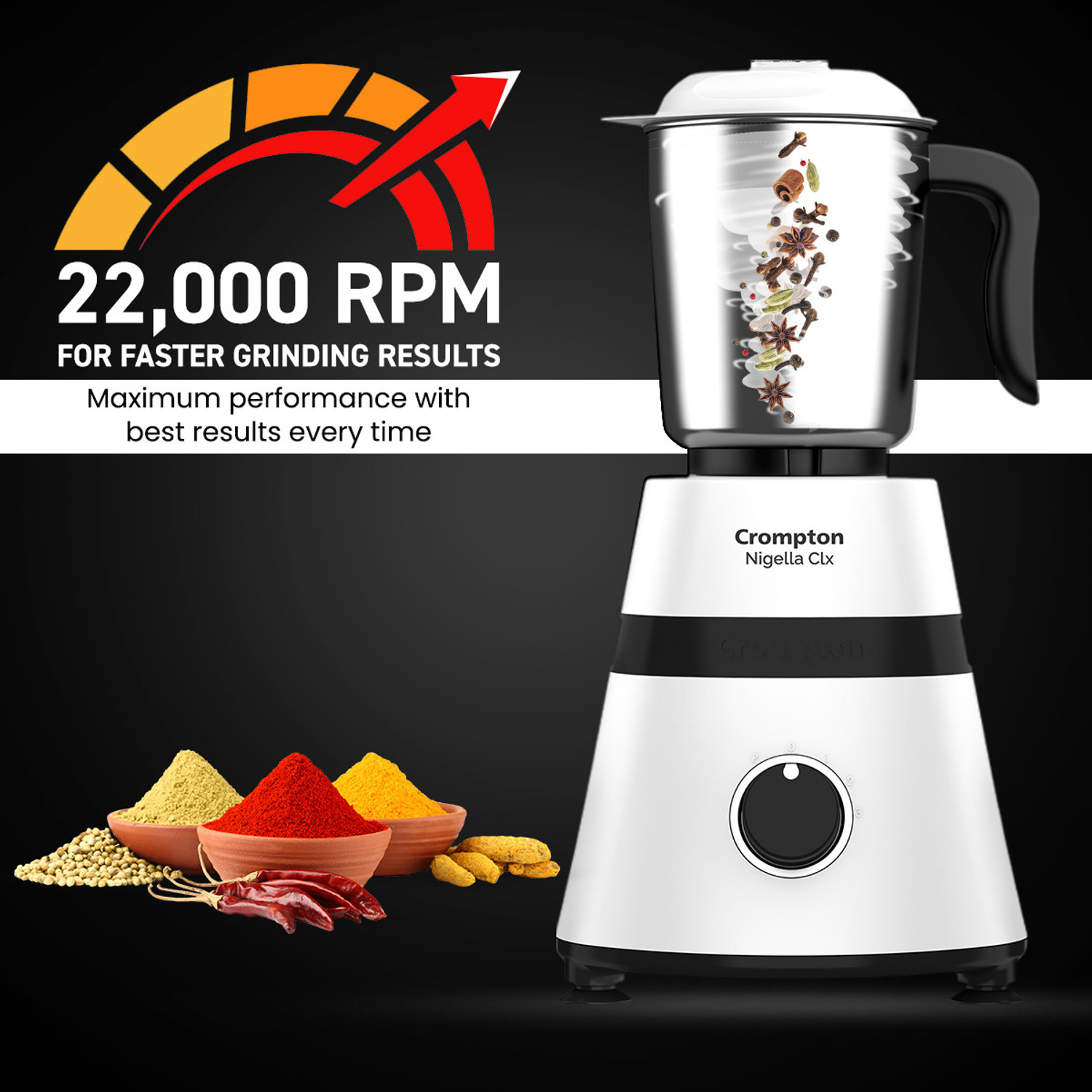 Image of Crompton Nigella Classic 500 W Mixer Grinder