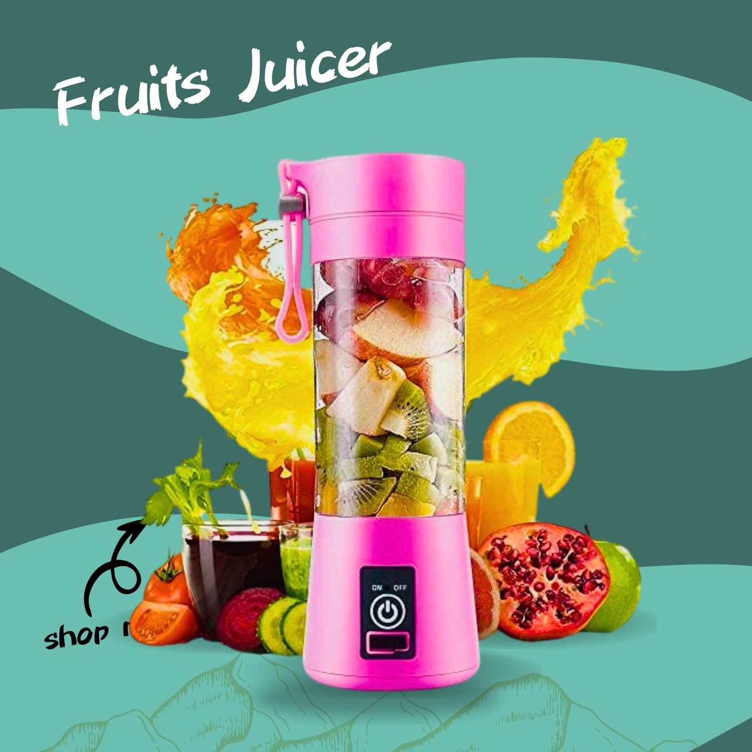 Image of JayGopalTrendz Electric Rechargeable Fruit Juicer Maker Portable USB Mini Juicer ShakerKL366 350 W Juicer Mixer Grinder