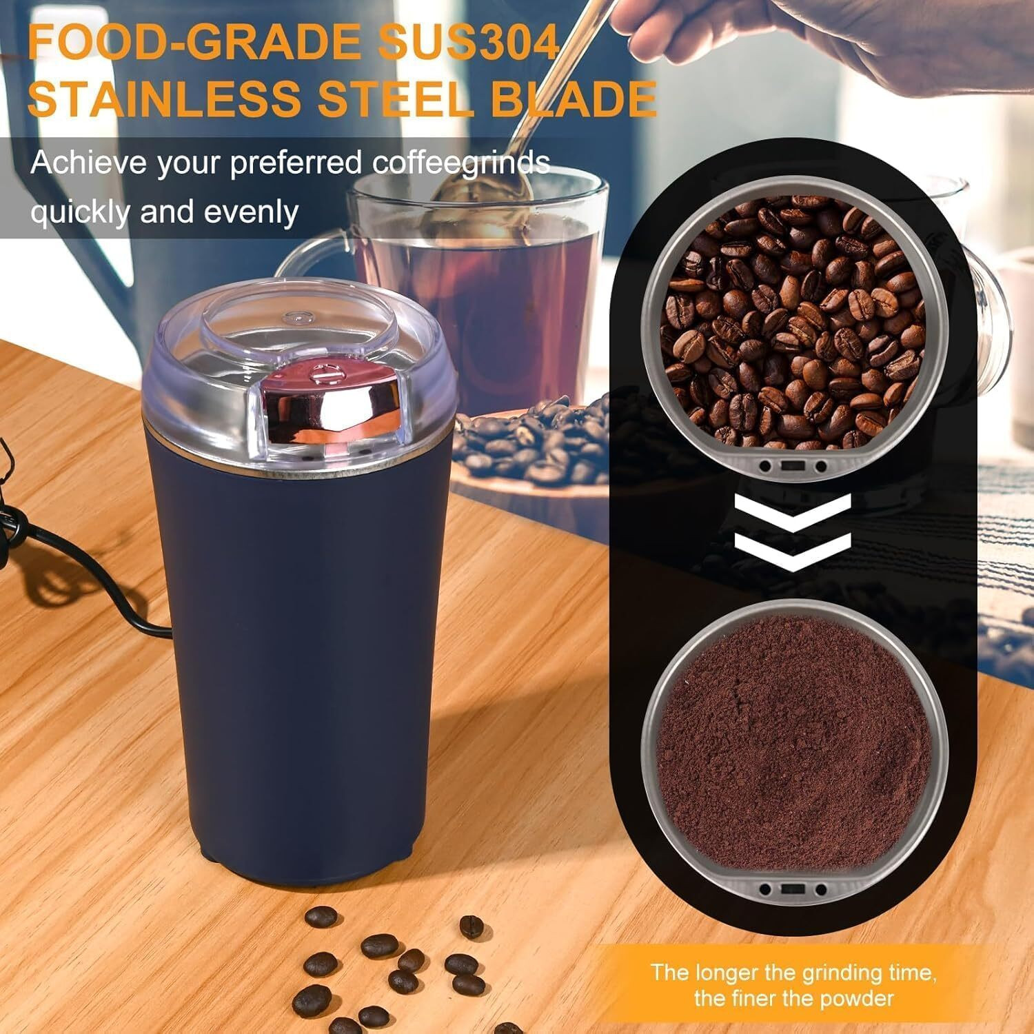 Image of RAY OF KHODIYAR Coffee Grinder Electric, Mini Grinder, Coffee Beans Grinder - Portable Grinder 40 W Mixer Grinder