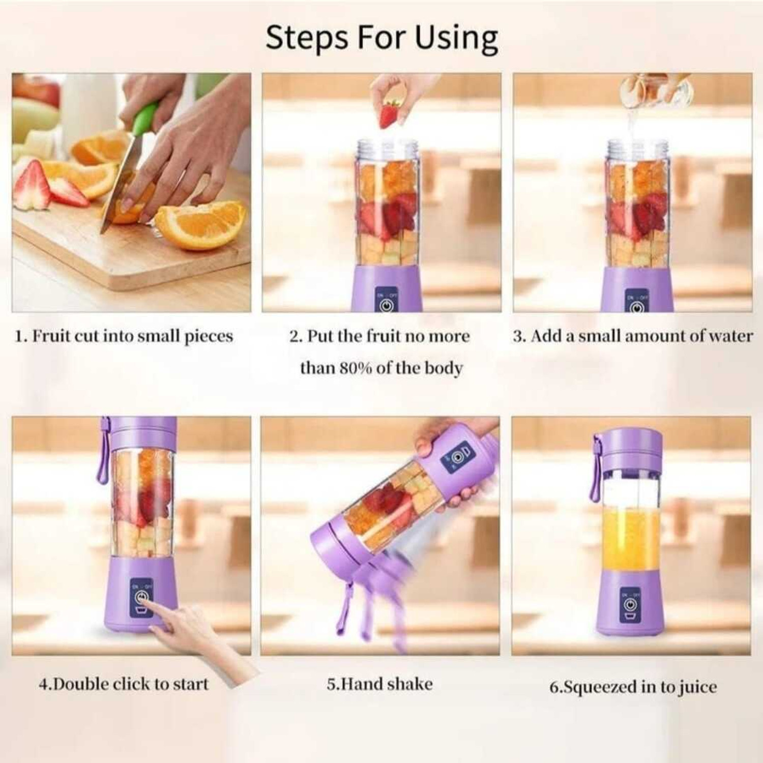 Image of MAHNOOR ENTERPRISES Plastic Electric Fruit Juicer, USB Rechargeable Mini juicer grinder for juice 200 W Juicer