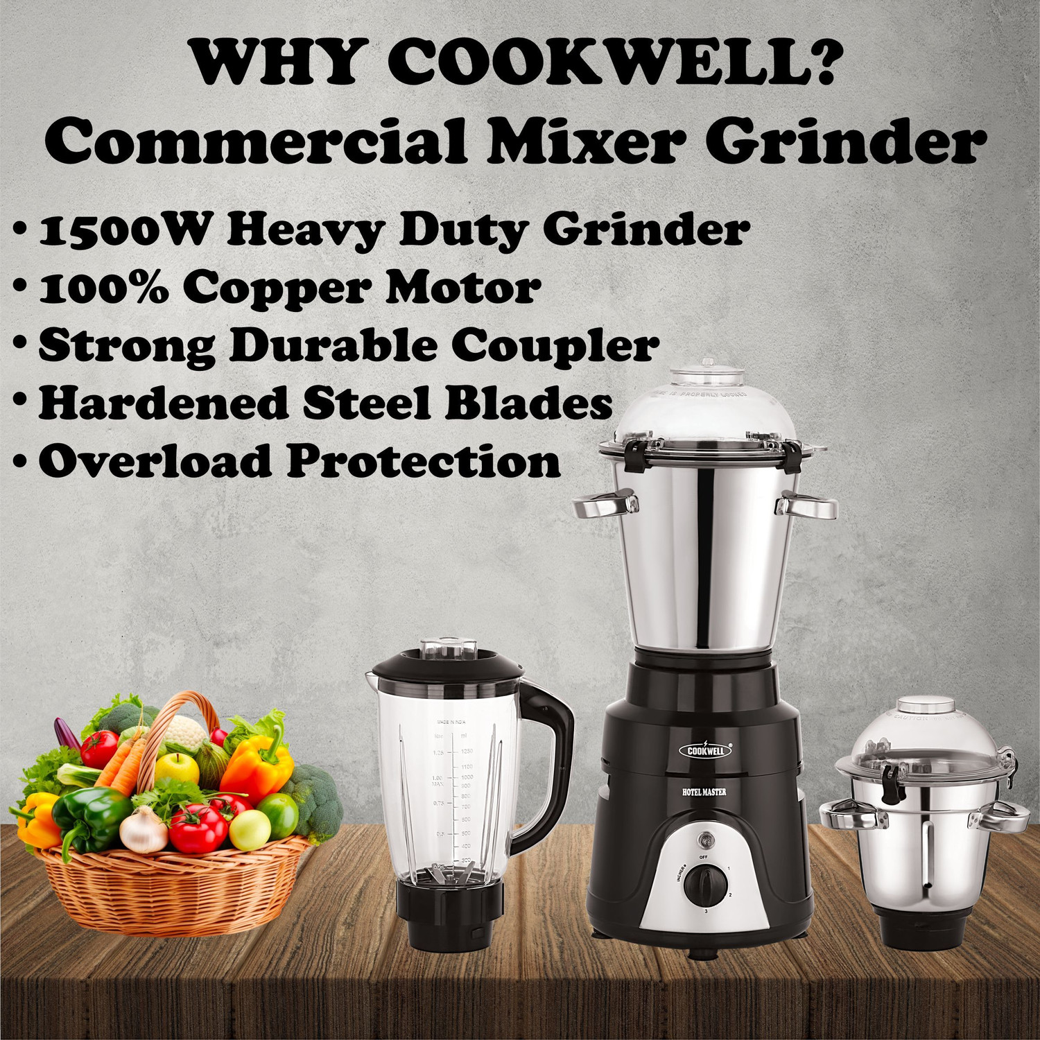 Image of cookwell 2 HP 1500 W Mixer Grinder