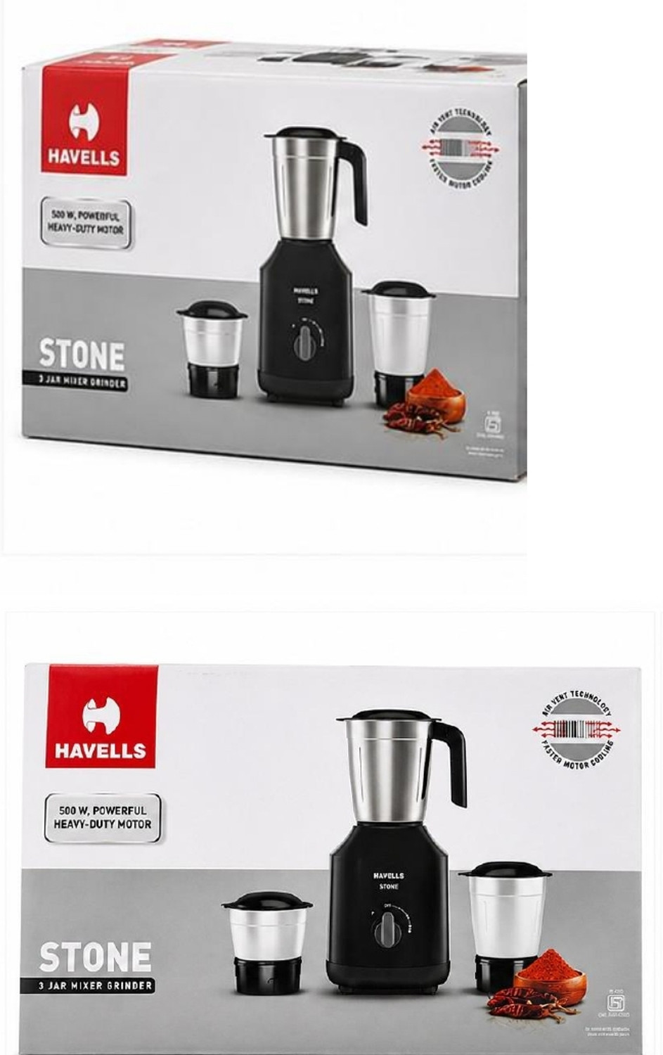 Image of HAVELLS Mixer Grinder 500 W Mixer Blender (Stone 3J | 1 Jar | Black)