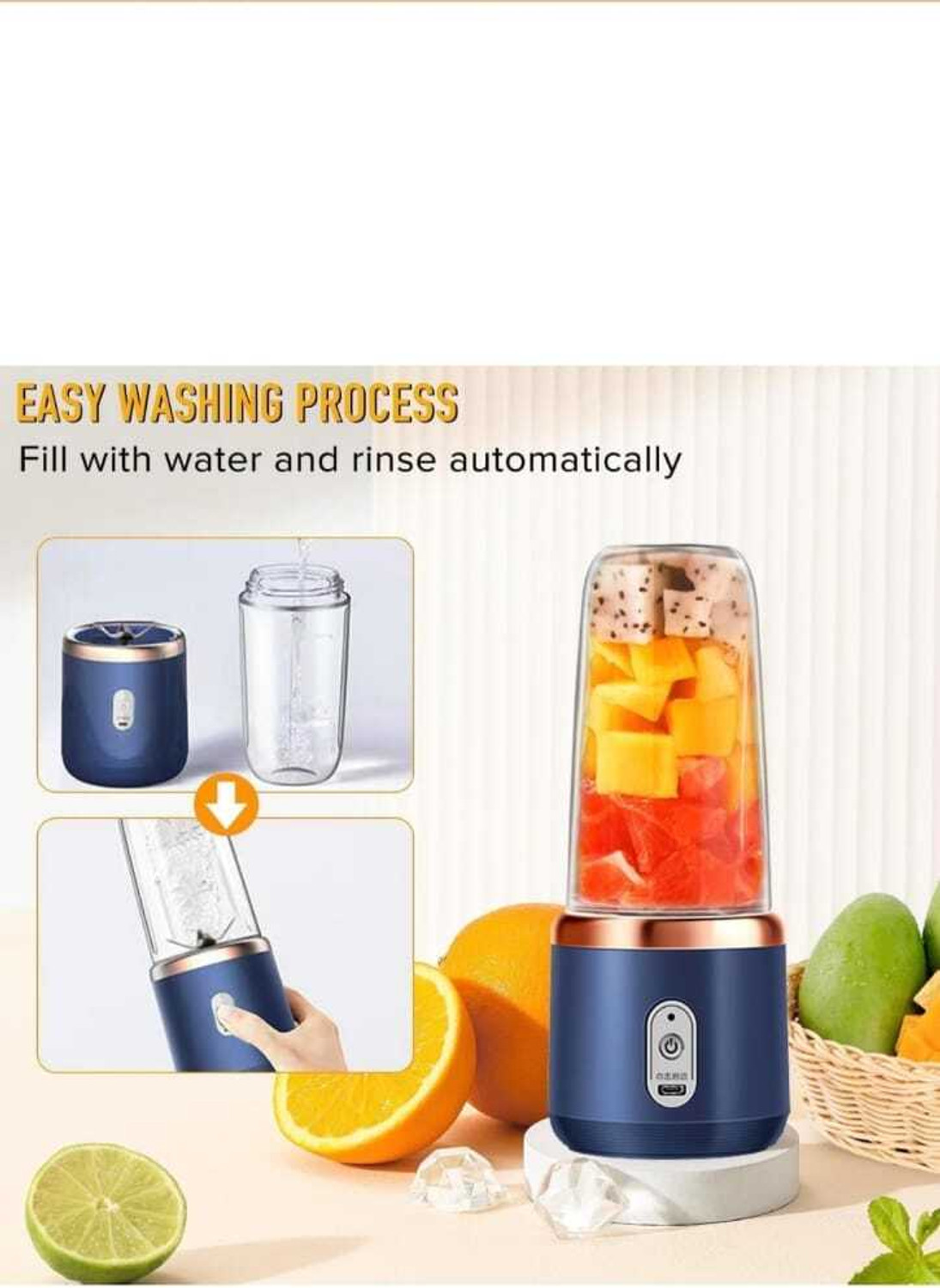 Image of MAHNOOR ENTERPRISES Portable Juicer Blender USB Rechargeable Mini Mixer With Shaker Mixer Juicer Jar 40 W Mixer Blender