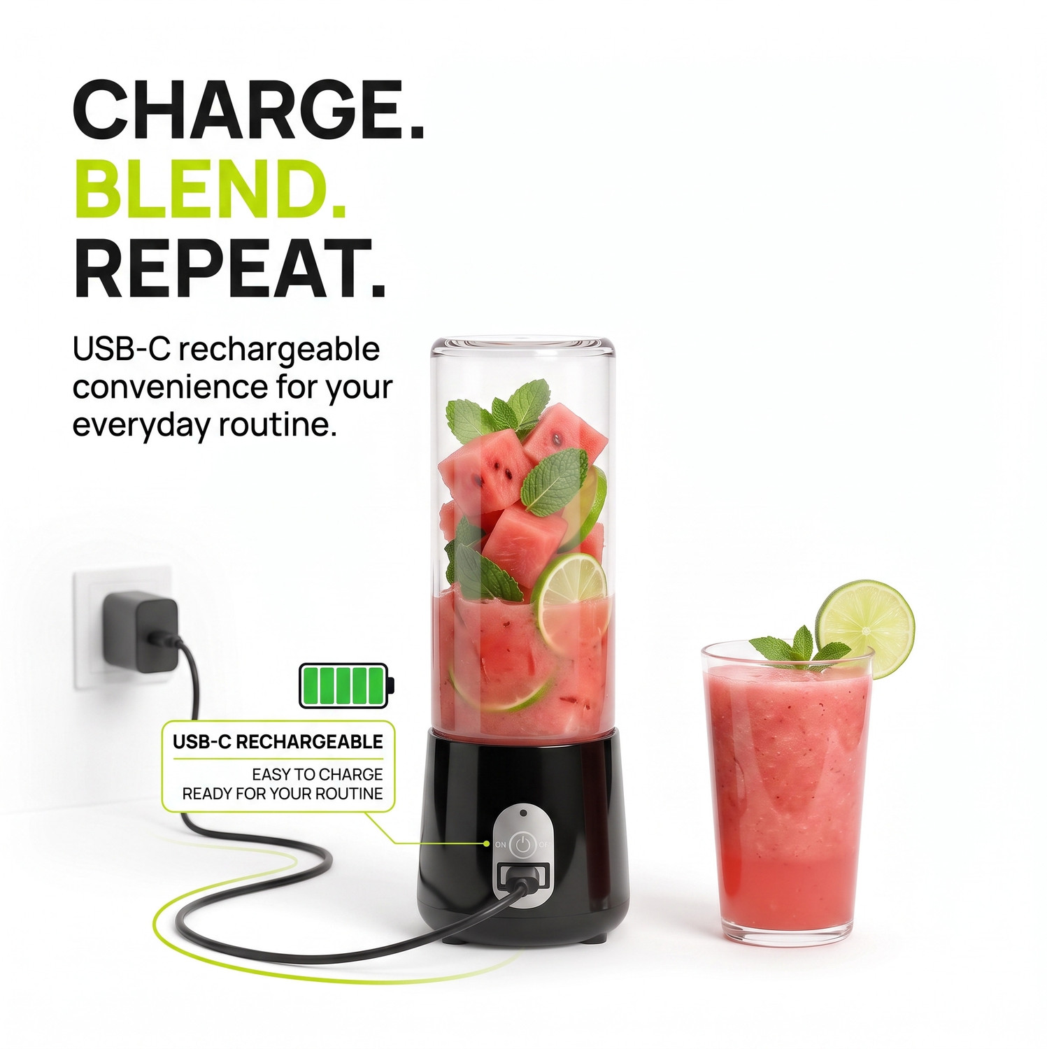 Image of blendjet Portable Blender Mixer Juicer Grinder 420ml 1500mAh USB Rechargeable 6 Blades 150 W Juicer Mixer Grinder