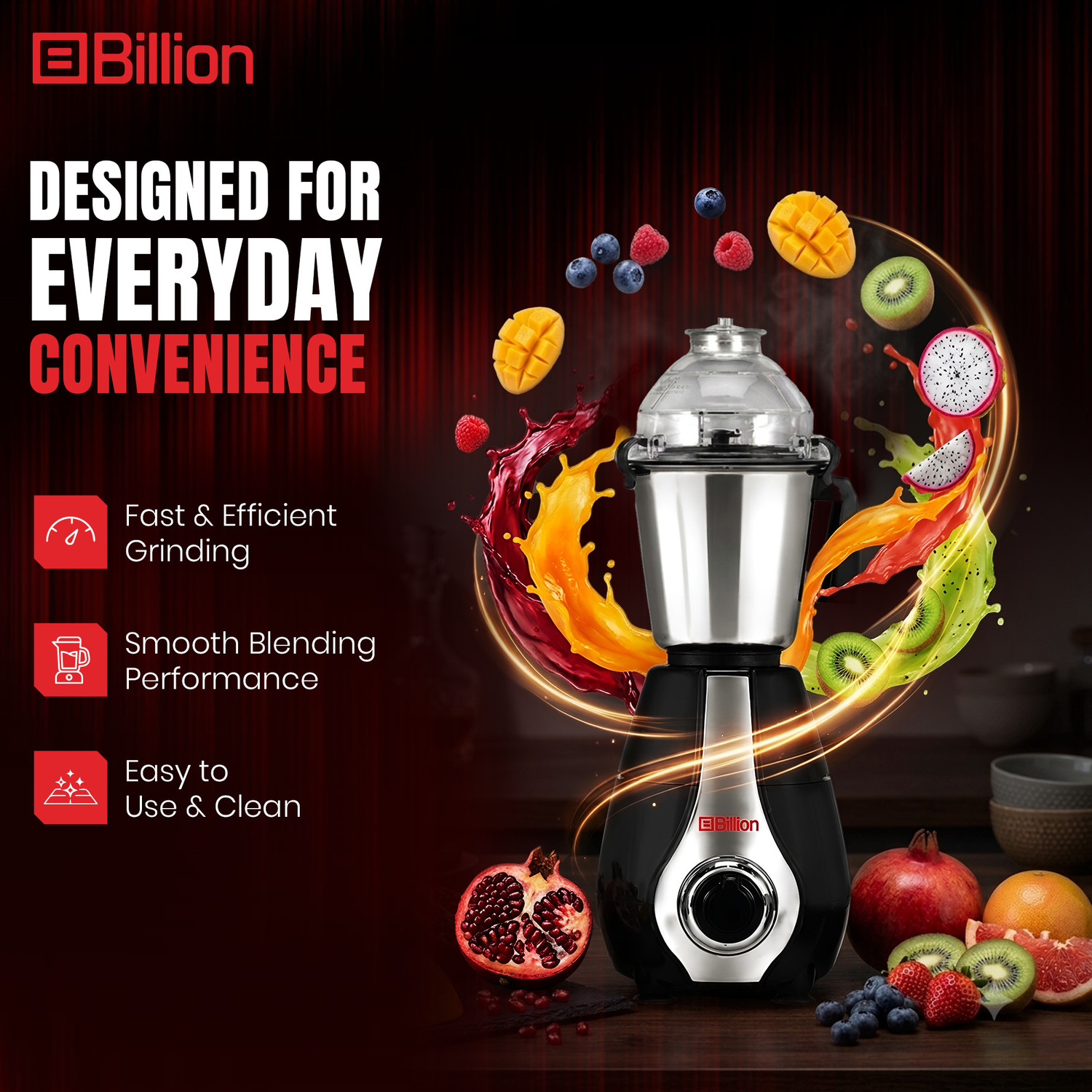 Image of Billion 4 Jars + Nutri & Sipper Jars with Coarse mode 1000 W Juicer Mixer Grinder