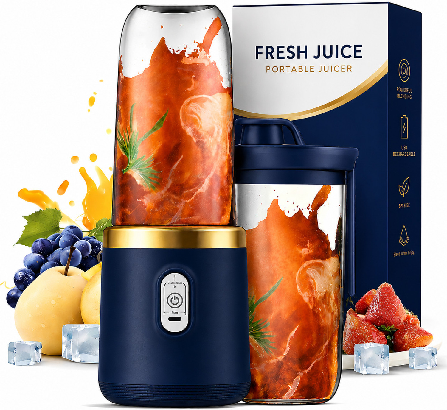Image of CITRODA Portable USB Rechargeable Juicer Blender | Mini Personal Mixer for Smoothies 40 W Juicer Mixer Grinder