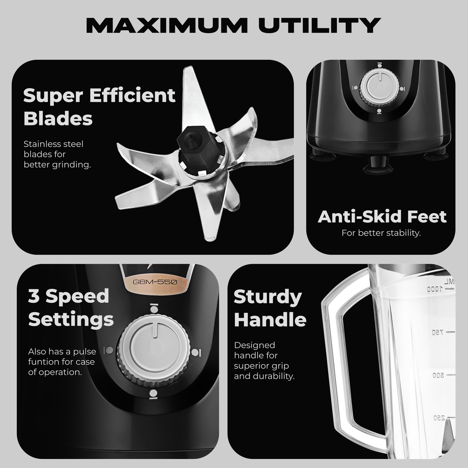 Image of Kinsco GBM-550 550 W Juicer Mixer Grinder