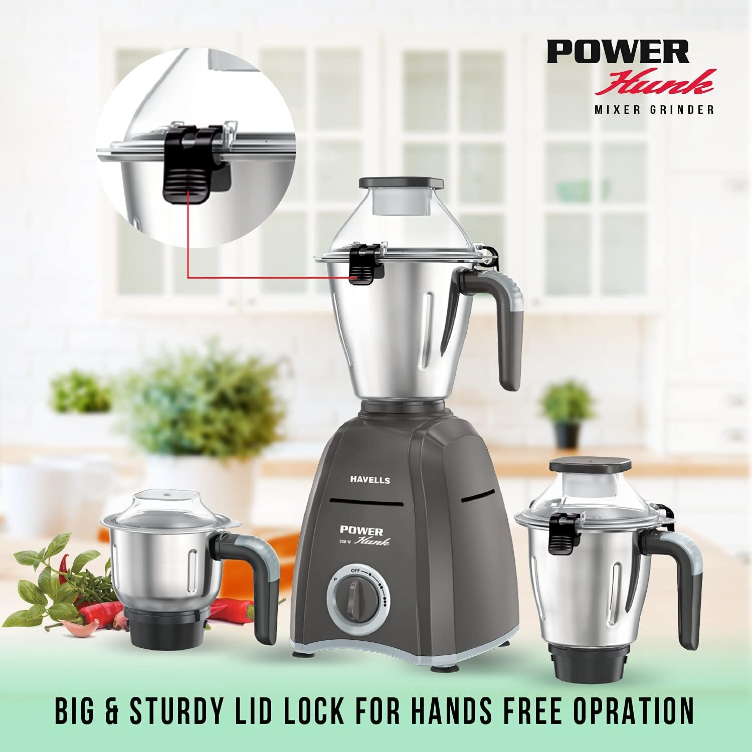 Image of HAVELLS power hunk 800 W Mixer Grinder
