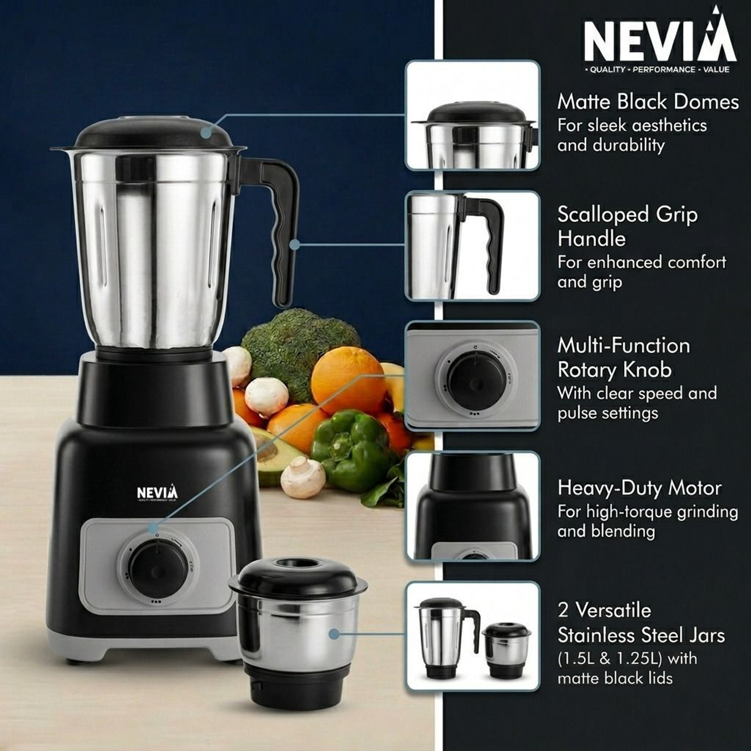Image of nevia Joy Mix 550 W Mixer Grinder