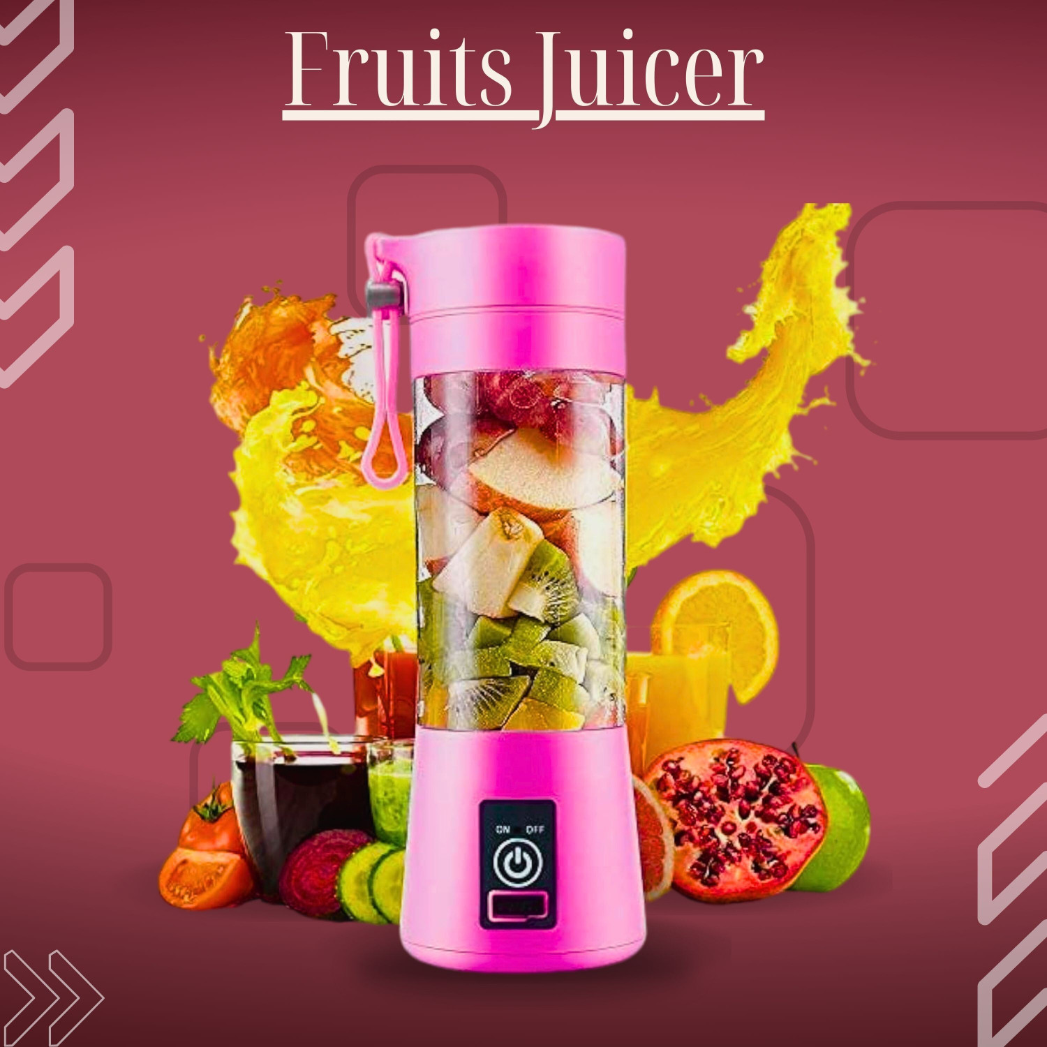 Image of JayGopalTrendz Electric Rechargeable Fruit Juicer Maker Portable USB Mini Juicer ShakerKL44 350 W Juicer Mixer Grinder