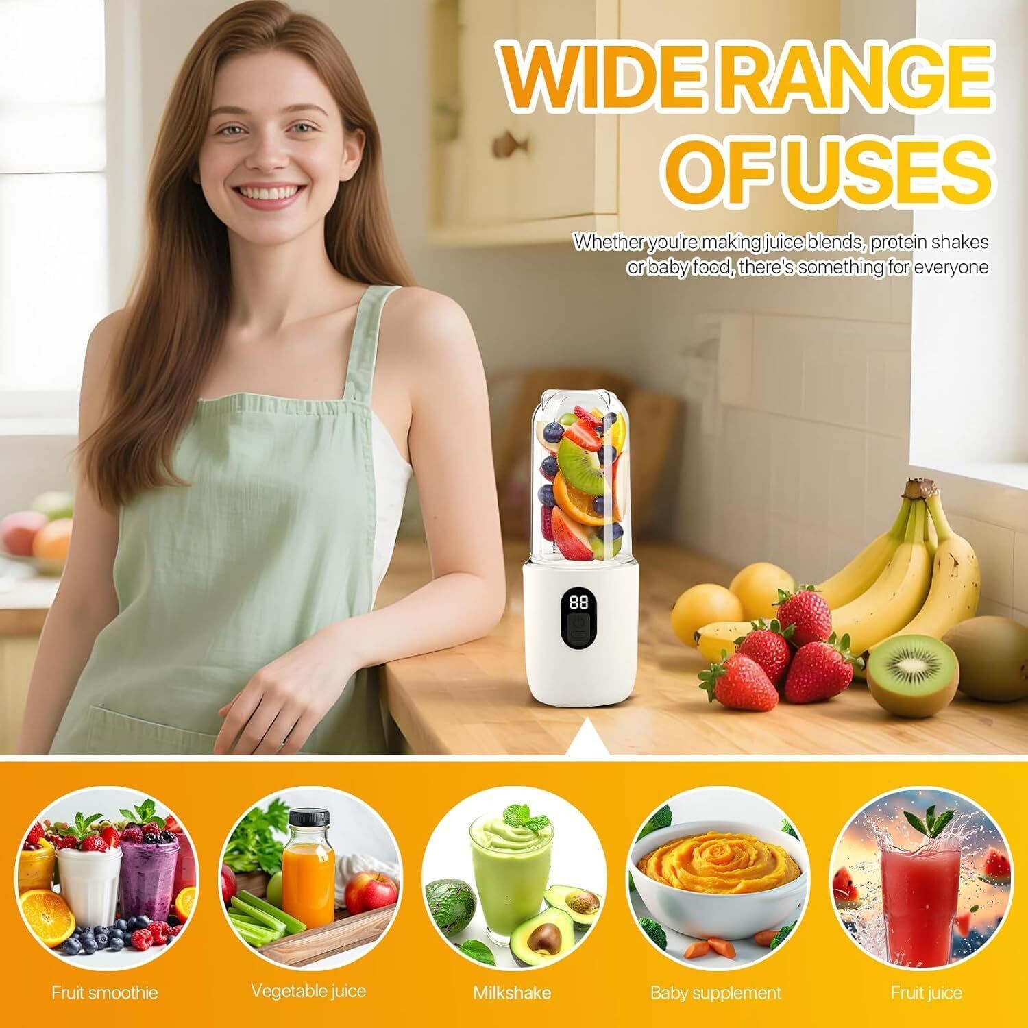 Image of SUPERSTUD 6 Blade Blender | 1800mAh Battery Type-C Charging Portable Juicer 230 W Juicer Mixer Grinder