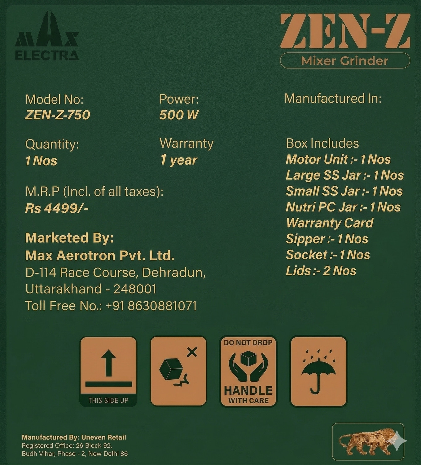 Image of MAX ELECTRA ZEN-Z39 500 W Juicer Mixer Grinder
