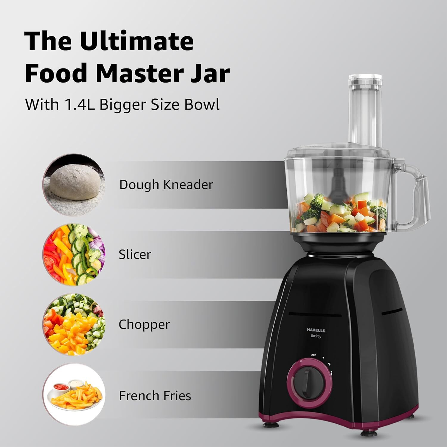 Image of HAVELLS Unity 750 W Juicer Mixer Grinder