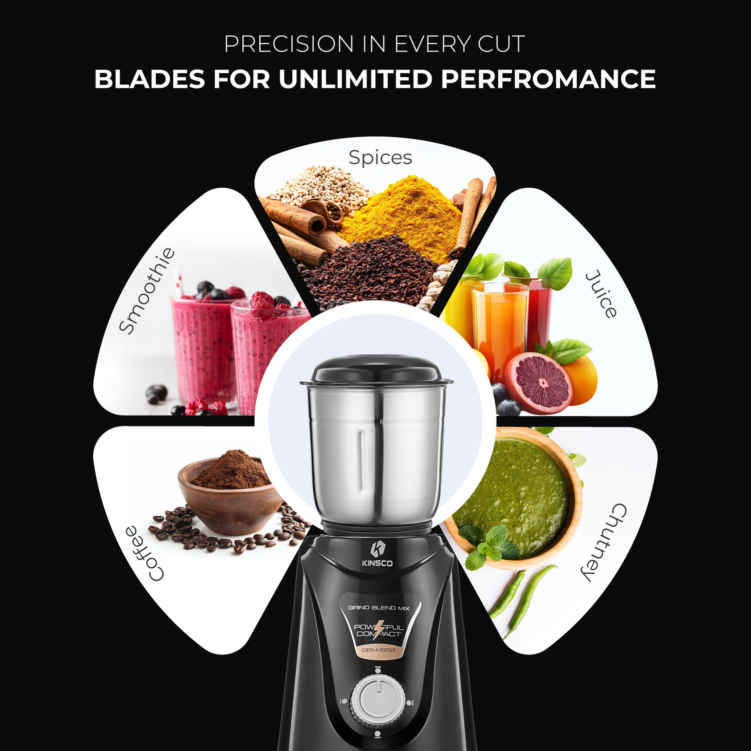 Image of Kinsco GBM-550 550 W Juicer Mixer Grinder