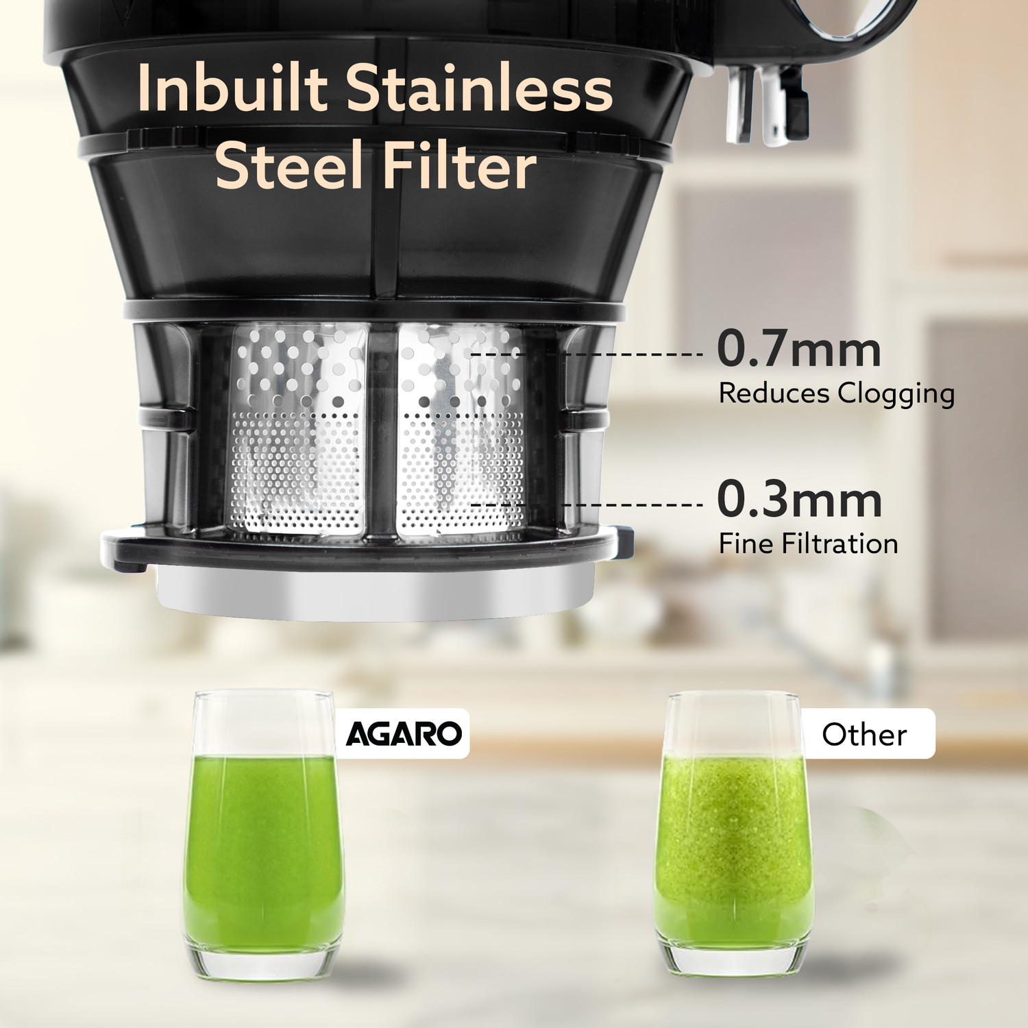 Image of AGARO Regal Cold Press Slow Juicer, 250 Watt DC Motor, Easy Assembly & Cleaning 250 W Juicer