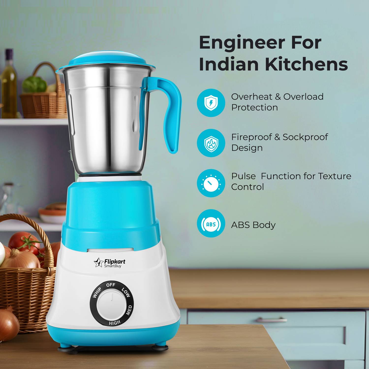 Flipkart SmartBuy Pento Blue 500W Mixer Grinder - Image 5