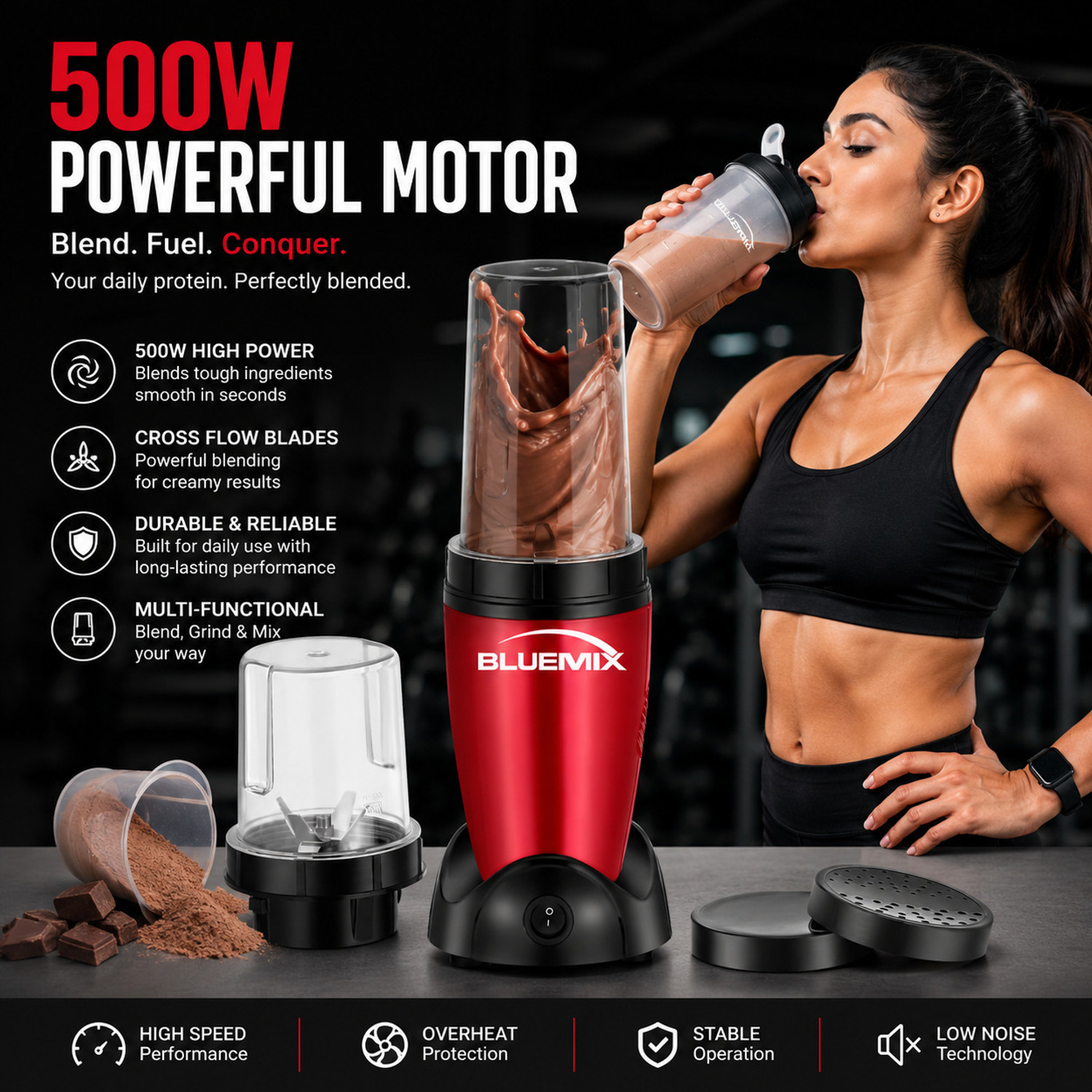 Image of Bluemix PRO Nutri Blender 500 W Mixer Grinder