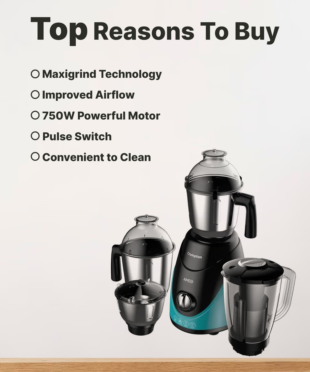 Image of Crompton Ameo 750 W Mixer Grinder
