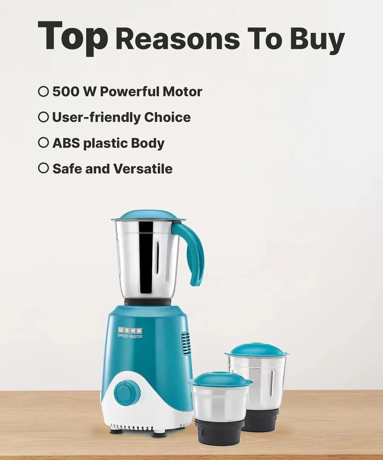 Image of USHA SPEED MASTER HIGH SPEED 500 Mixer 500 W Mixer Grinder