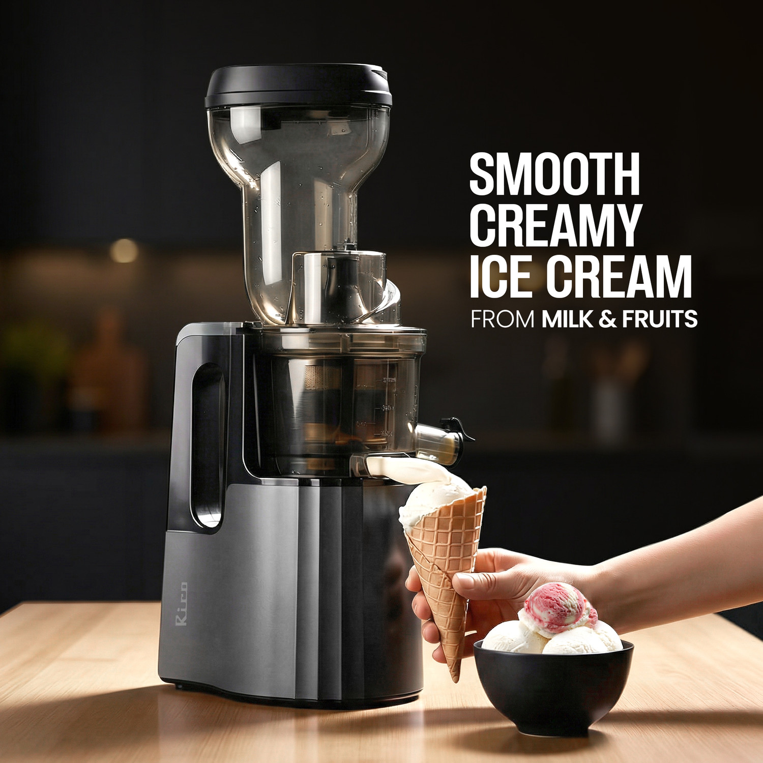 Image of Rico Cold Press Slow Juicer | Ice Cream Maker | 5 Year Motor Warranty 300 W Juicer