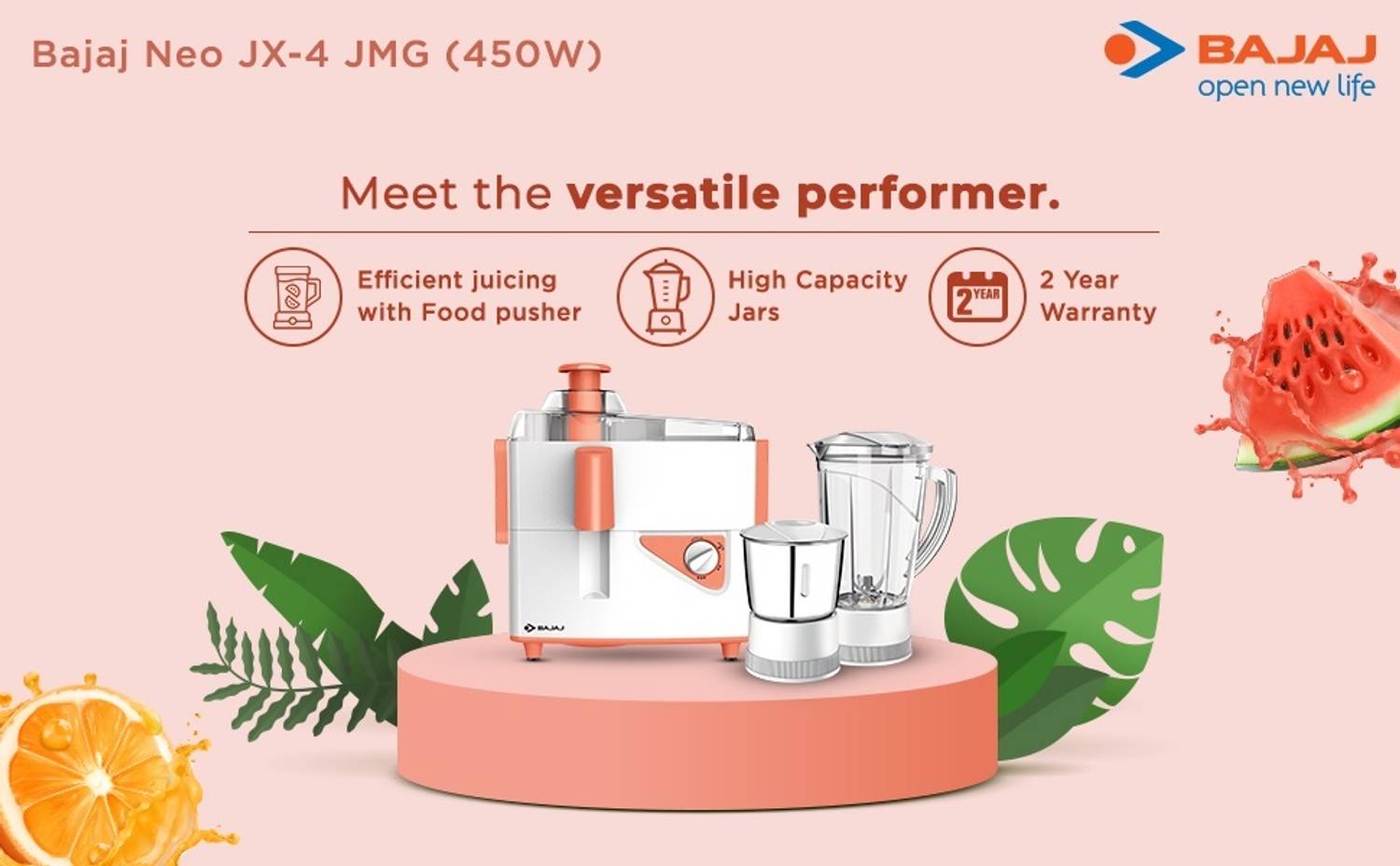 BAJAJ Mixer Juicer Grinder 450 W Juicer Mixer Grinder Price in