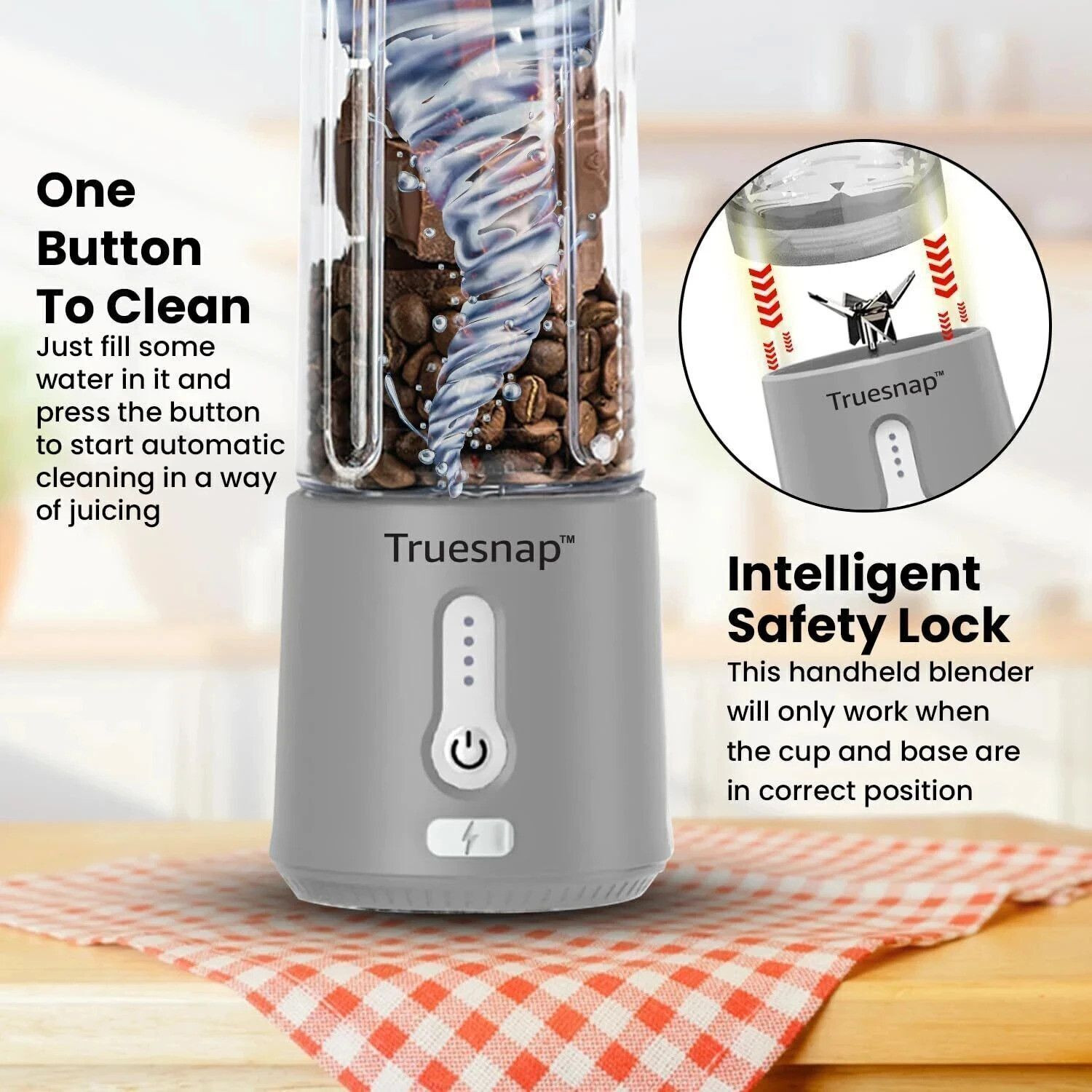 Image of Truesnap QUIX 500ml Portable Blender|Rechargeable 230 W Mixer Grinder