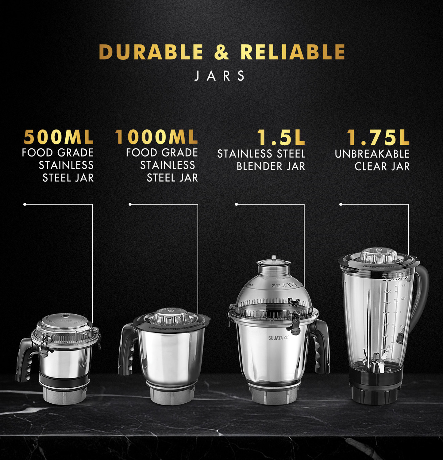 Image of SUJATA MG03 Double Ball Bearing Motor | 24000 RPM | Blender With Coconut Milk Extractor 1000 W Mixer Grinder