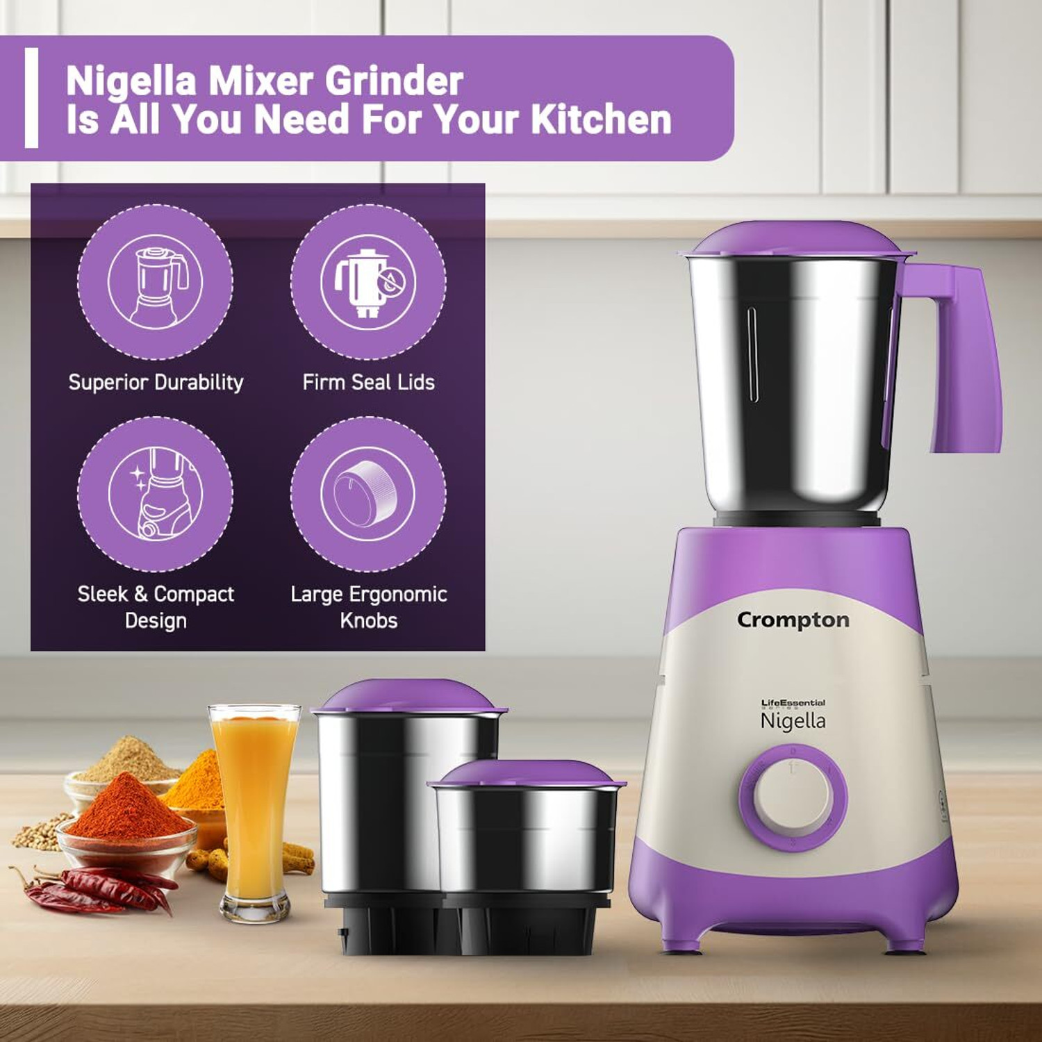Image of Crompton Ventx 500 W Mixer Grinder