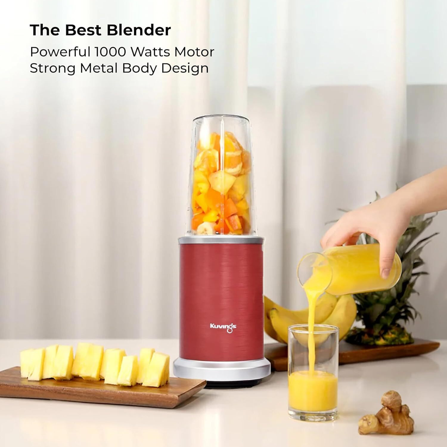 Image of Kuvings 2025 Nutri Blender PRO 2.0 Red, Upgraded 2 Blades, Powerful 1000 W Mixer Blender