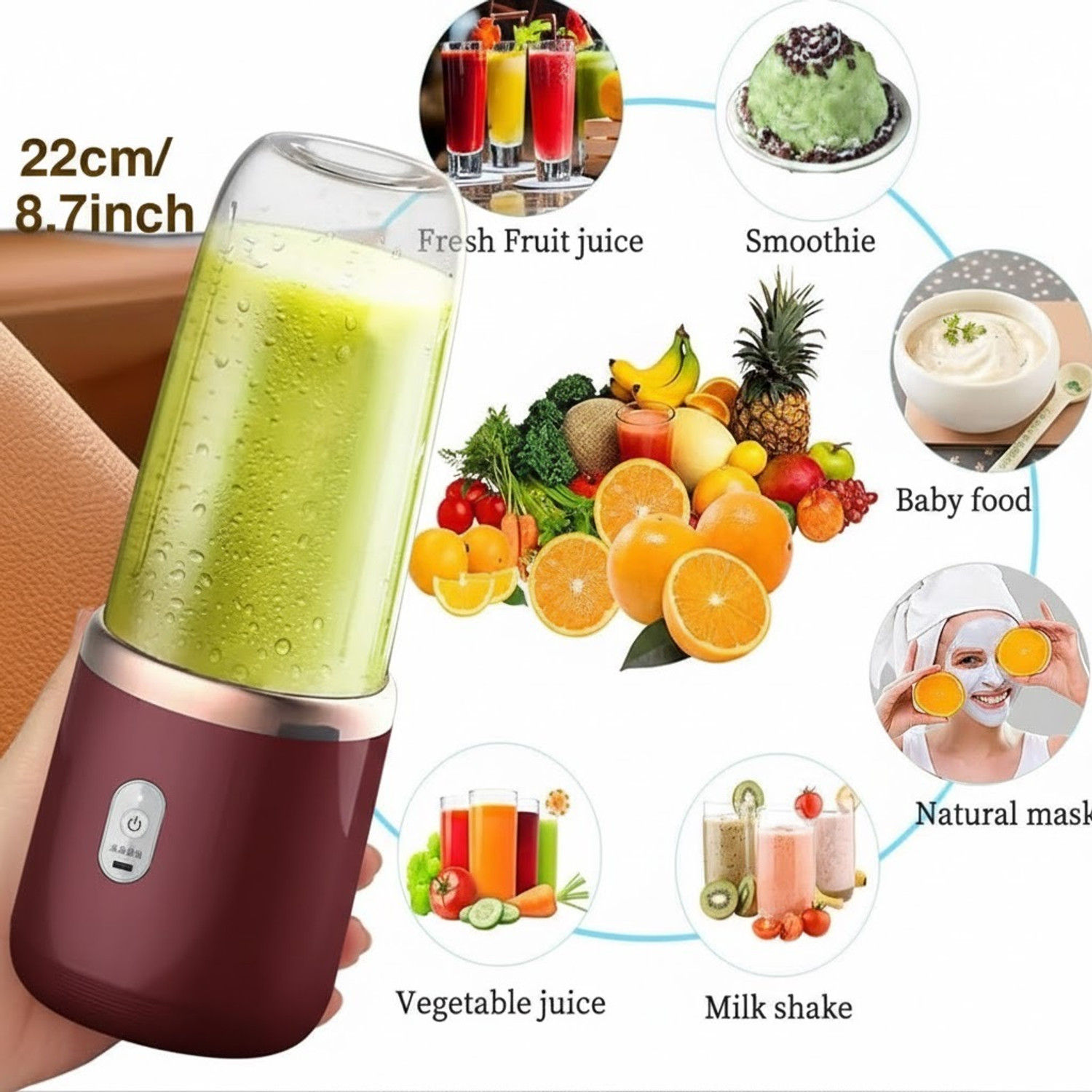 Image of FORMONIX Portable Blender Juicer Mixer for Shakes,Smoothies And Juices ice etc USB-C Port 25 W Juicer Mixer Grinder