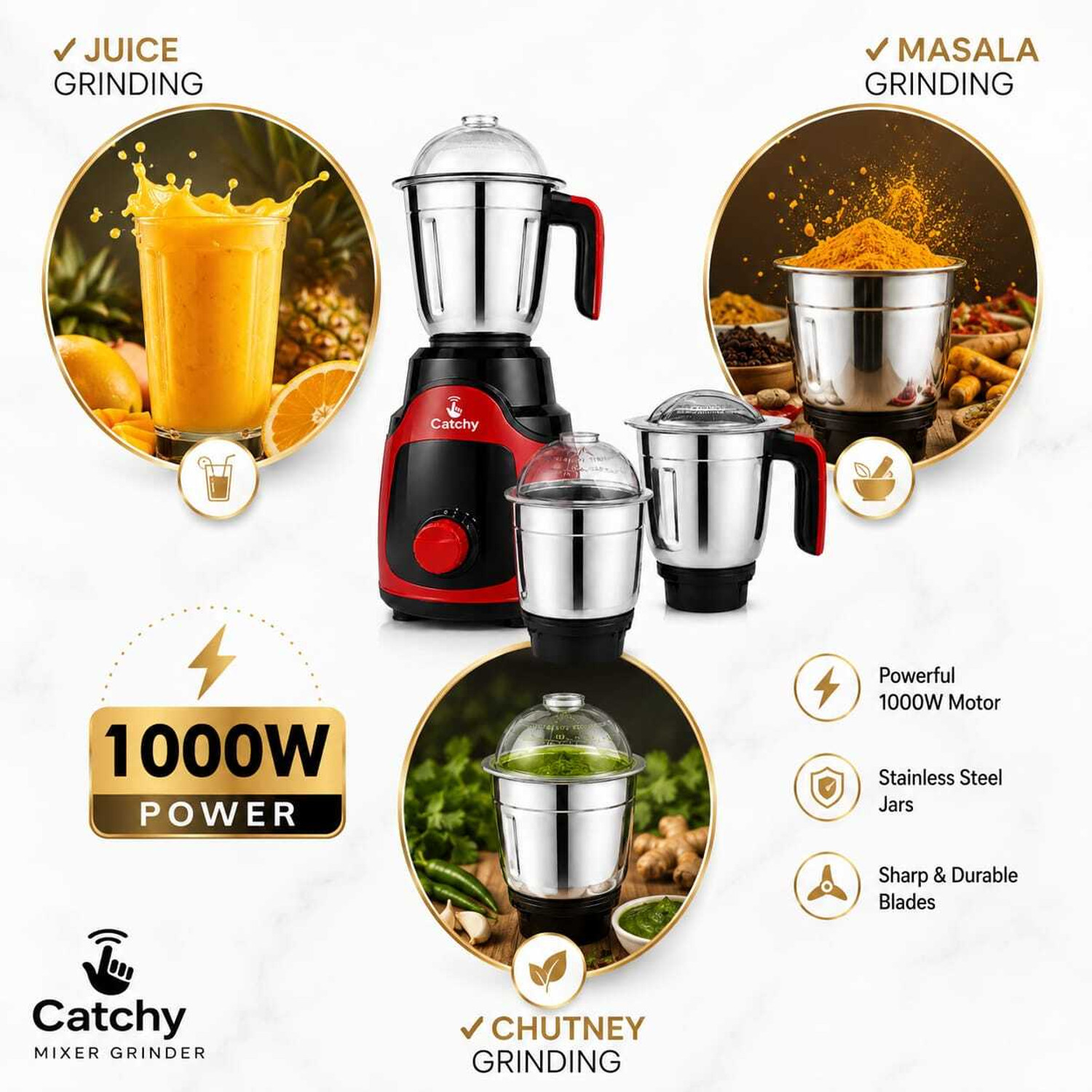 Image of CATCHY MAX 1000 W Mixer Grinder
