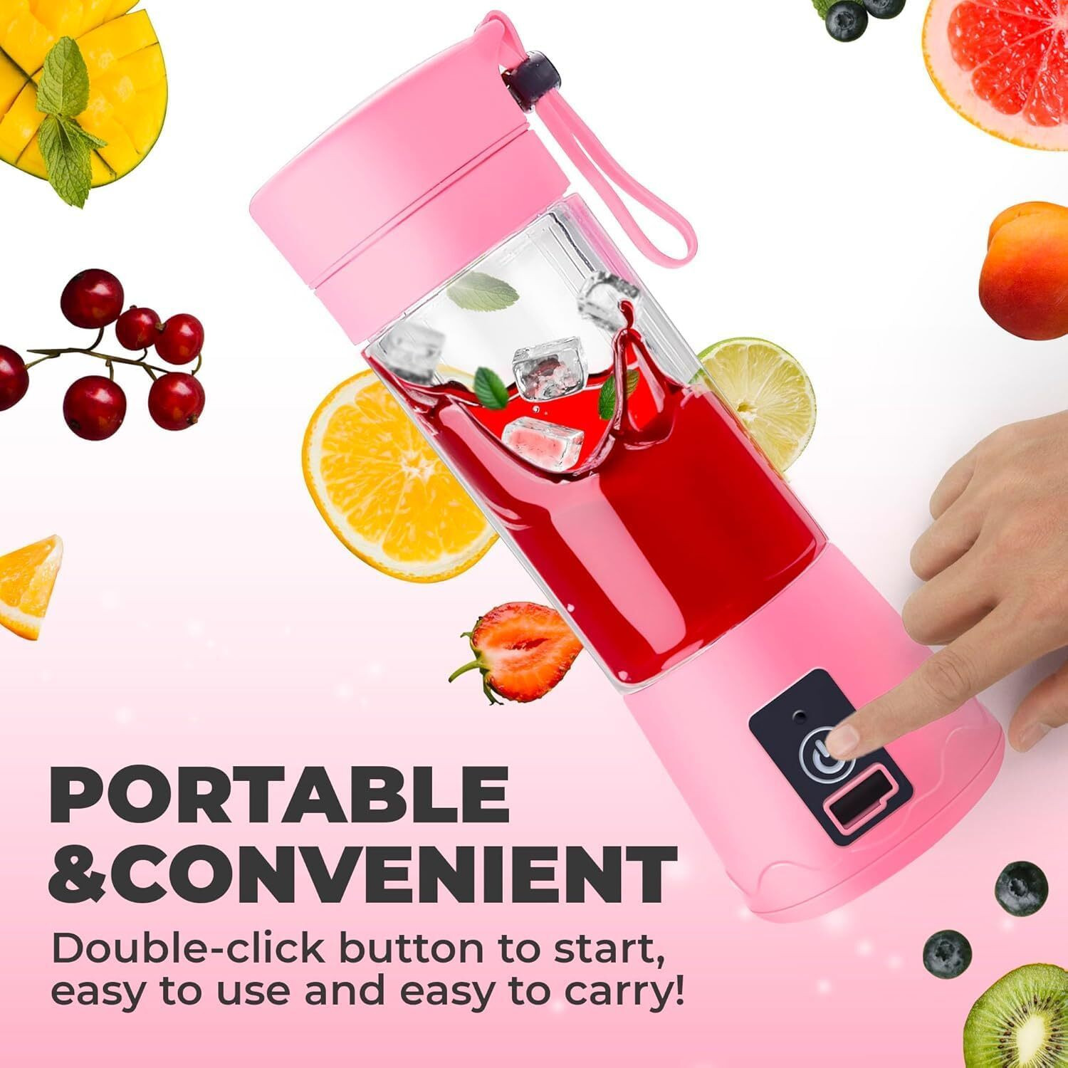 Image of Udghosh Creation 6-Blade Mini Mixer Machine for Smoothies, Shakes & Juice | USB Rechargeable 220 W Juicer