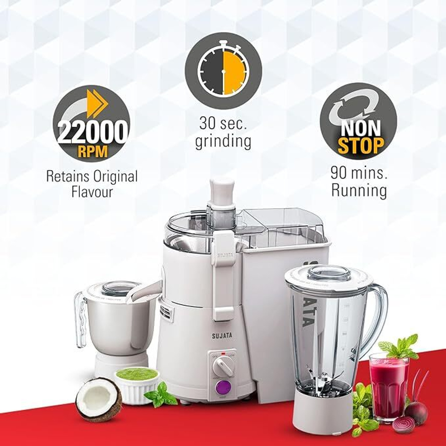 Image of SUJATA POWERMATIC PLUS 900 W Juicer Mixer Grinder