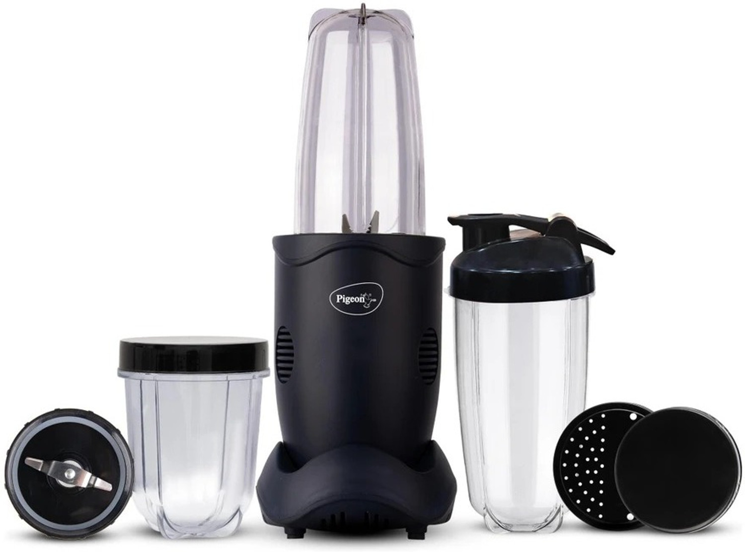 Image of Pigeon 18000 RPM Mixer Grinder Juicer Blender with 3 Jars, Sipper & Strainer Lid 400 W Juicer Mixer Grinder