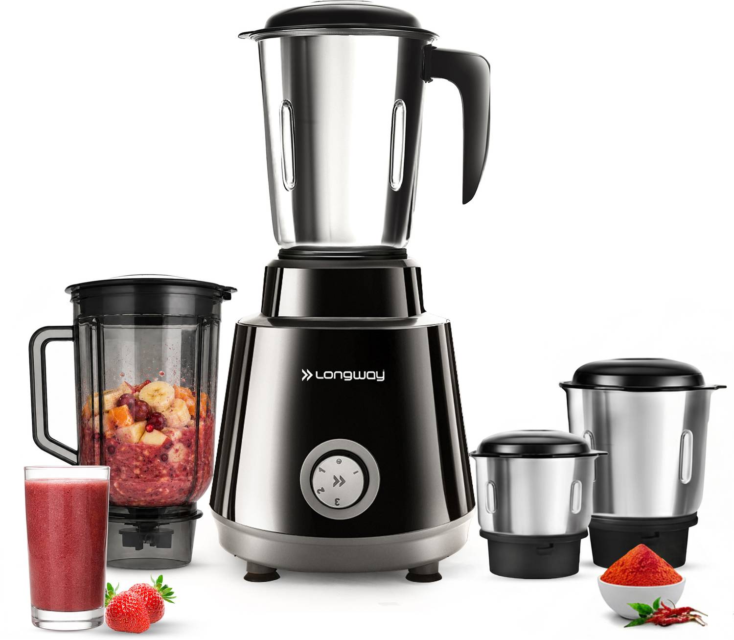 Longway Powerful Motor for Grinding, Mixing, Juicing Up to 750 W Juicer Mixer Grinder