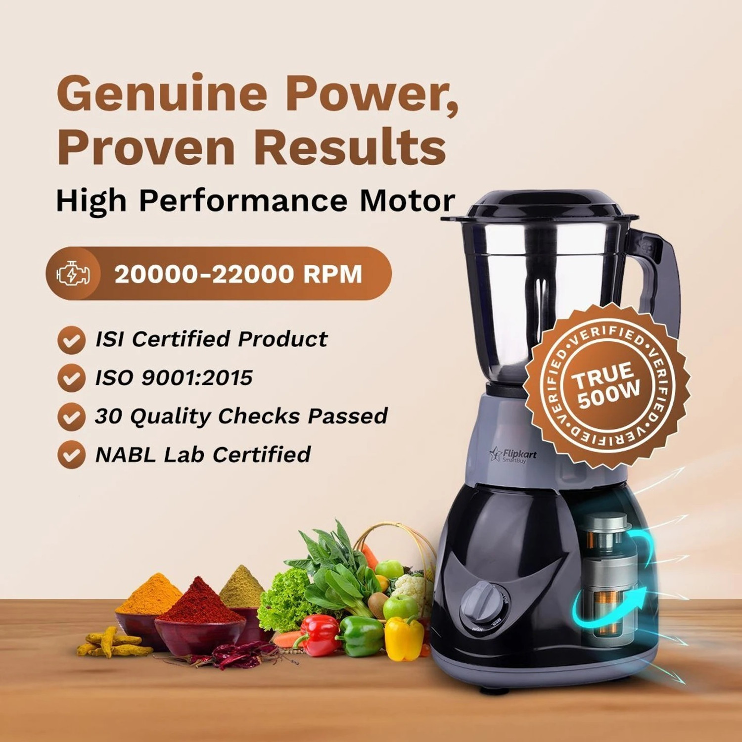 Image of Flipkart SmartBuy Storm Max Power Chef 3 Jar 500 W Mixer Grinder