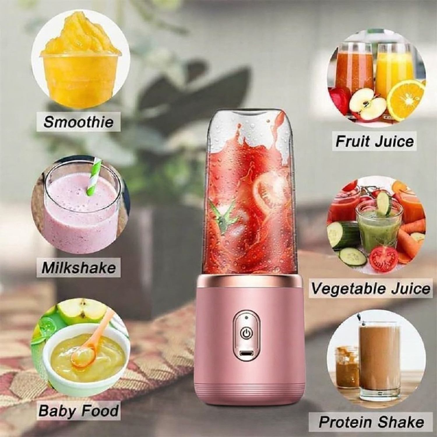 Image of FORMONIX Portable Blender Juicer Mixer for Shakes,Smoothies And Juices ice etc USB-C Port 25 W Juicer Mixer Grinder