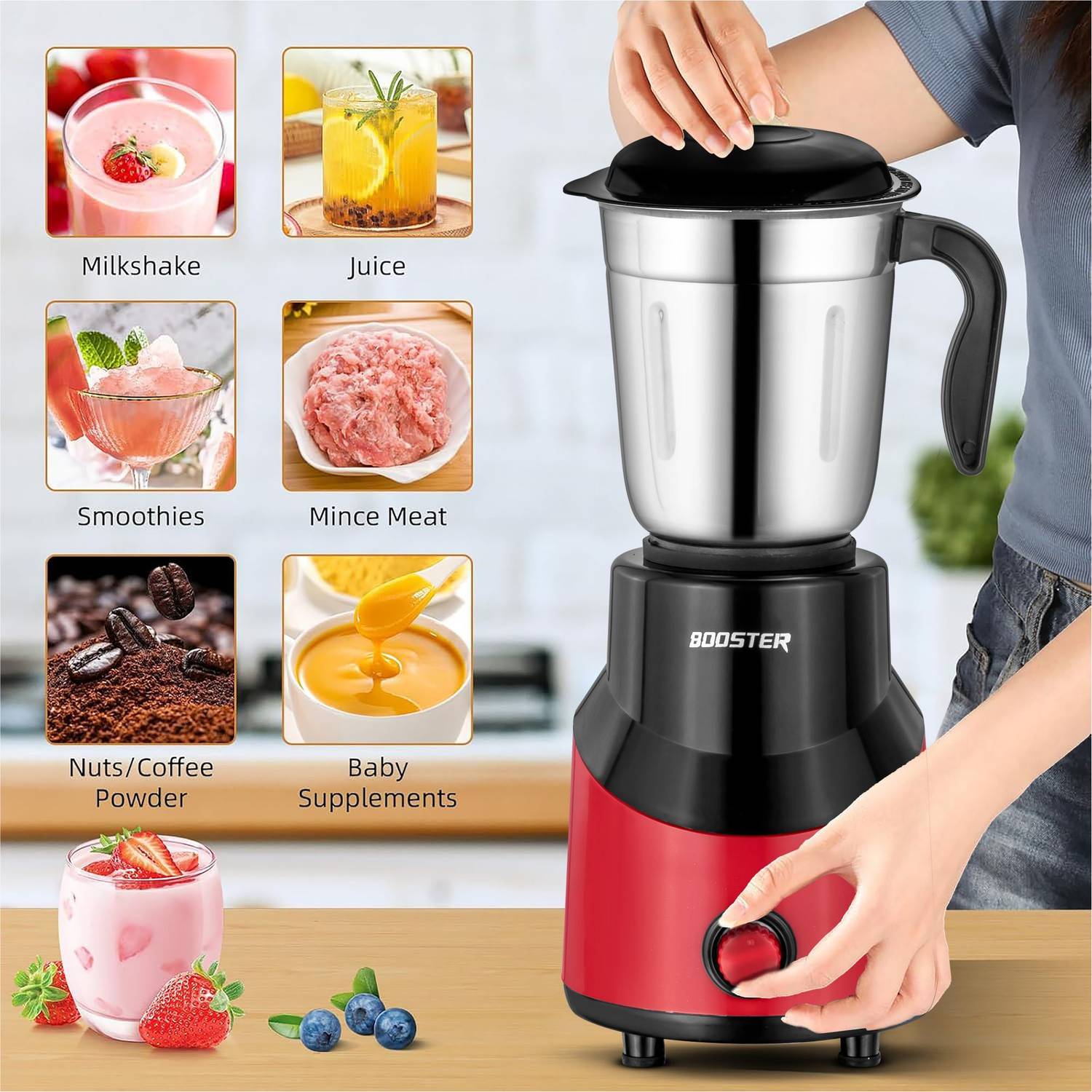 BOOSTER Powerful 550 W Juicer Mixer Grinder 550 W Juicer Mixer