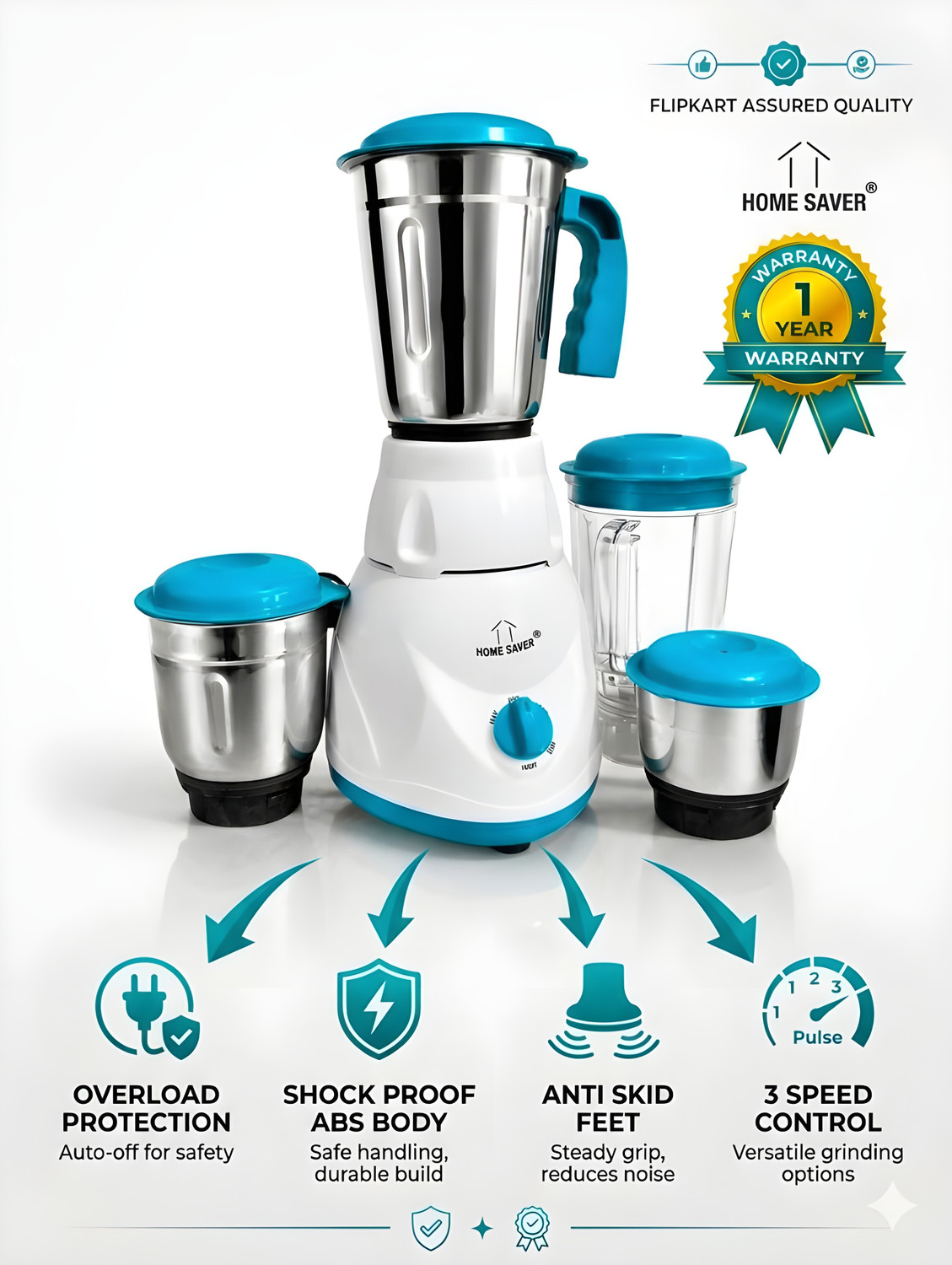Image of HOME SAVER EcoMix Pro 750 W Mixer Grinder