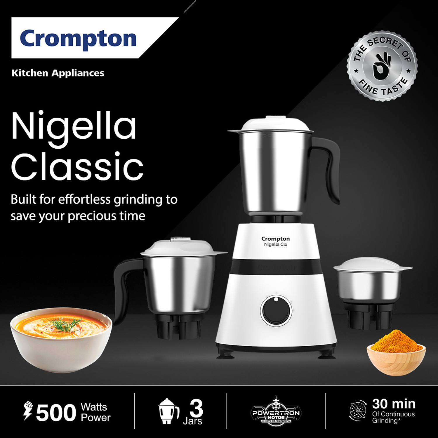 Image of Crompton Nigella Classic 500 W Mixer Grinder