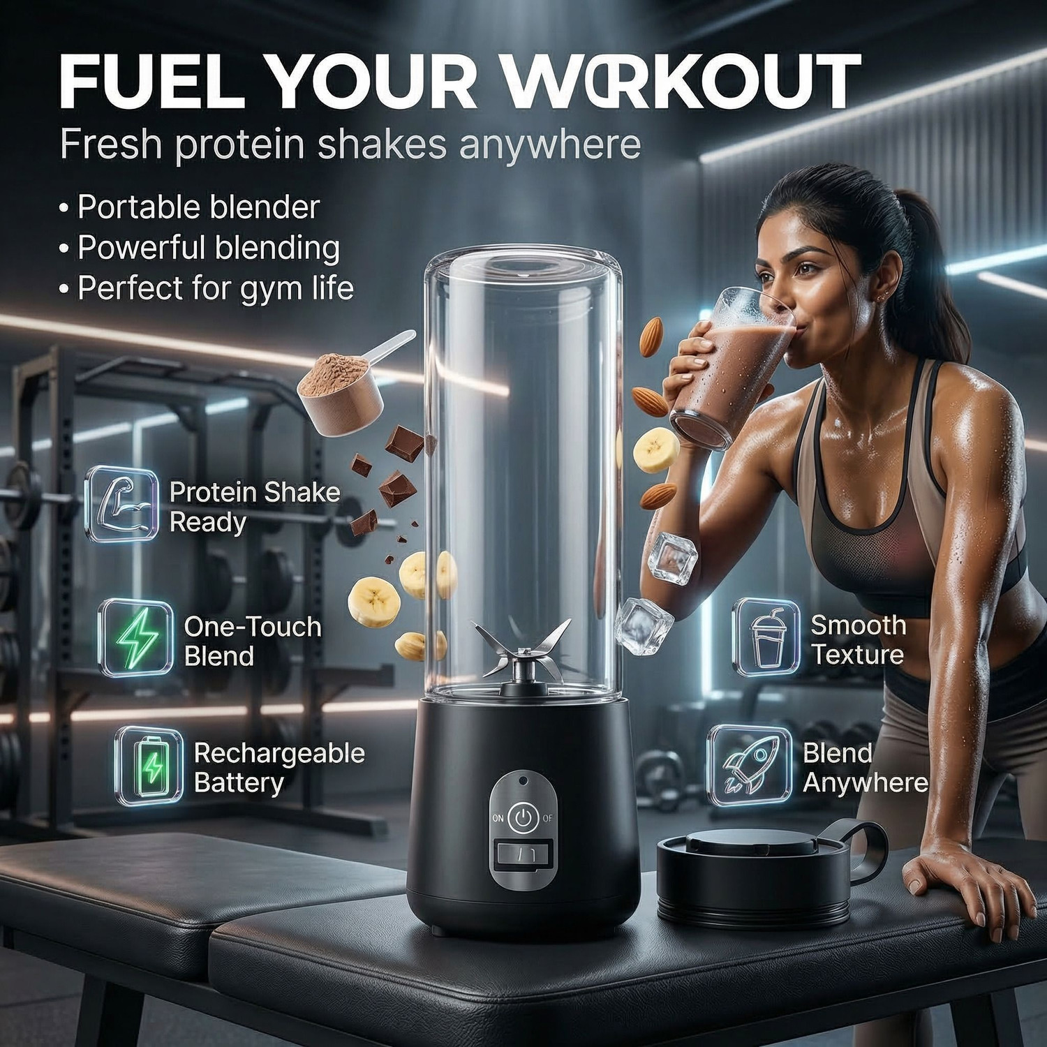 Image of blendjet Portable Blender 420ml USB Rechargeable | 1500mAh | 6 Steel Blades 150 W Juicer Mixer Grinder